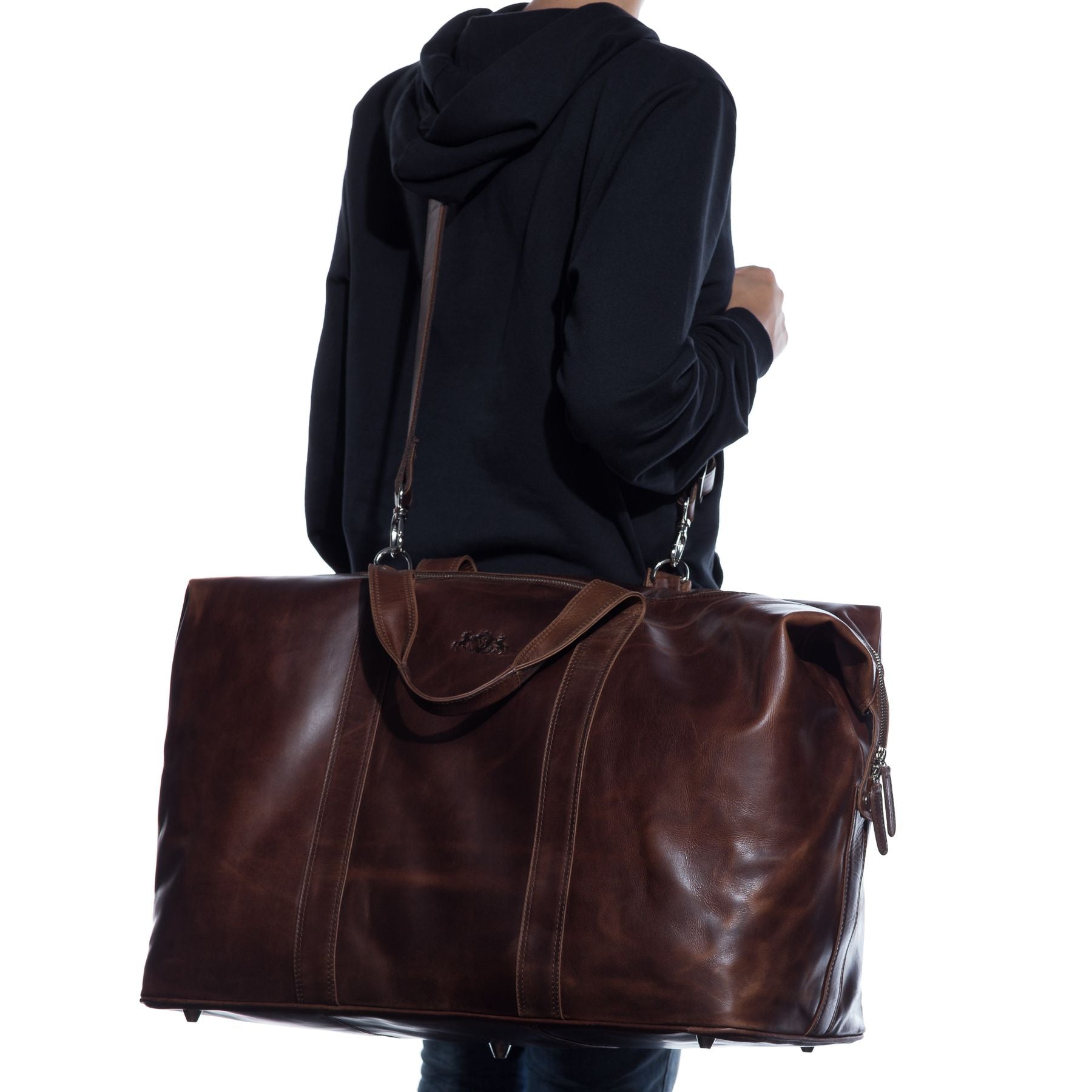 SID & VAIN Reisetasche Leder mit Hangtag XXL CHESTER braun-cognac 15748
