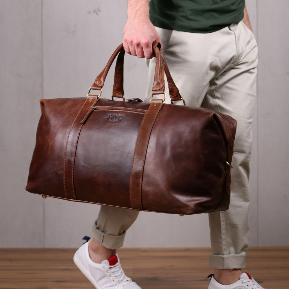 XL Travel bag ZANE natural leather brown-cognac