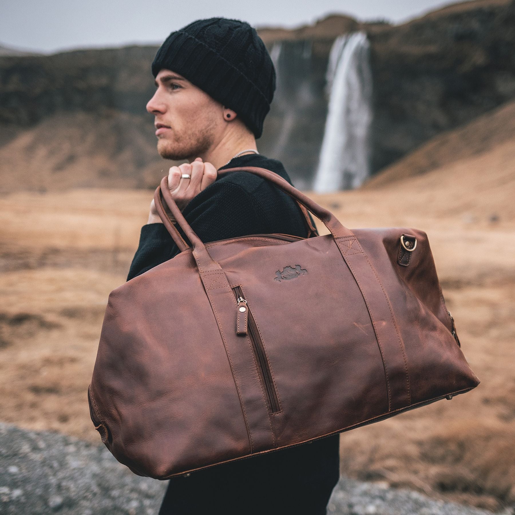 SID & VAIN Reisetasche Leder YALE ZIP braun Weekender 43089