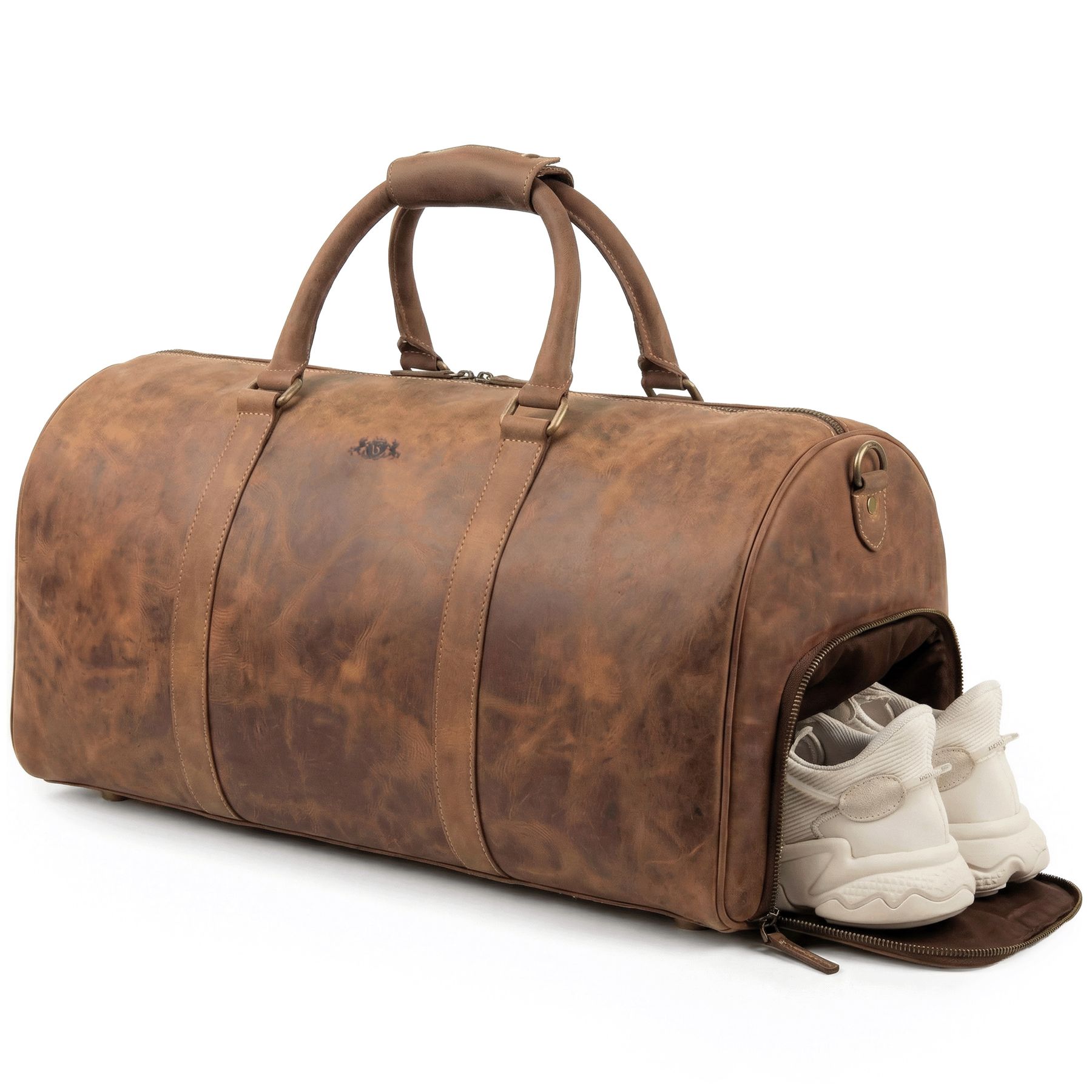 Weekend Bag HANK Shoe Compartment Buffalo Leather Brown