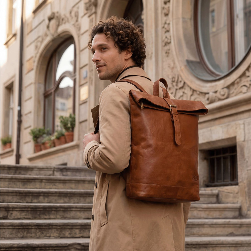 Rolltop Leder Rucksack JAY Vintage