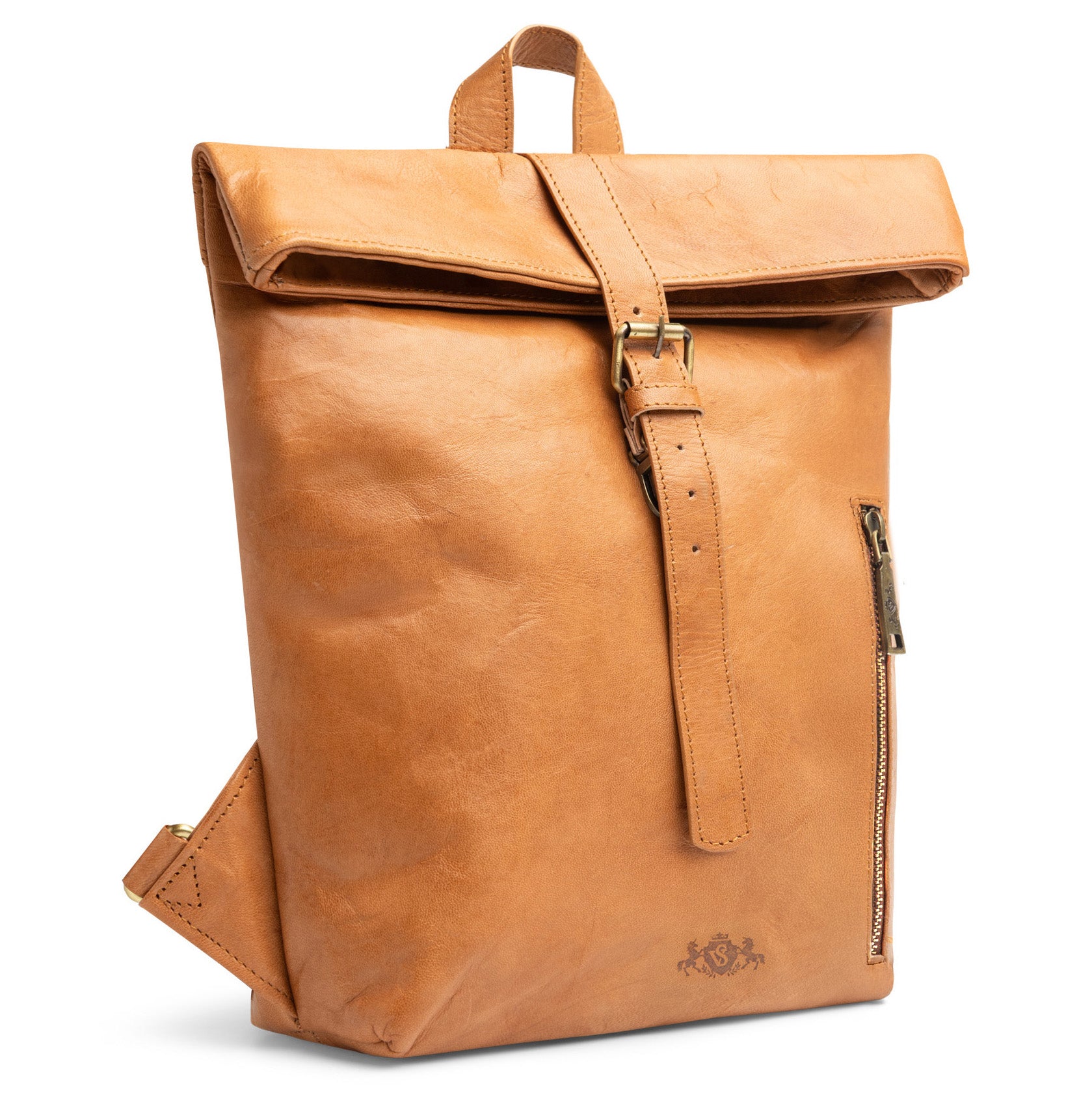 Rolltop Rucksack BRODY Glattleder hellbraun