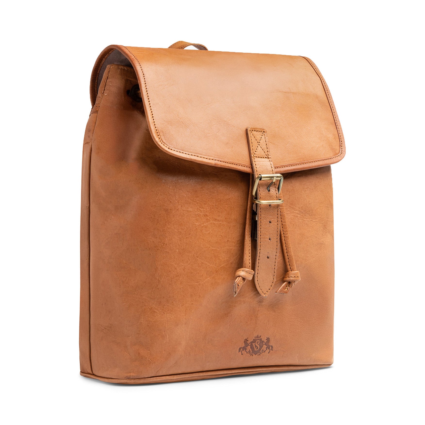 Rolltop Rucksack RAY Glattleder hellbraun