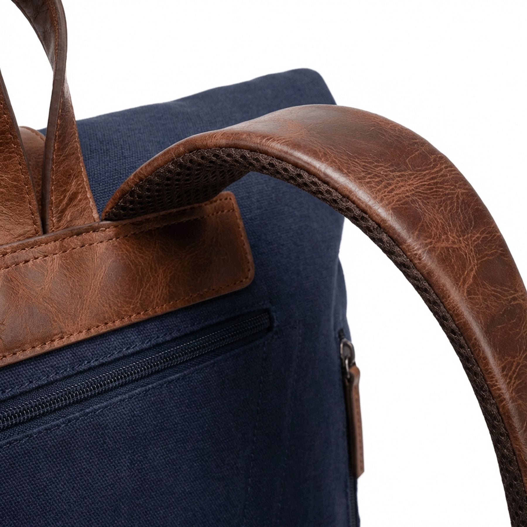 6058-SID & VAIN backpack-rolltop - L - H-93 - TATUM blue-brown CANVAS-PULL-UP-pack