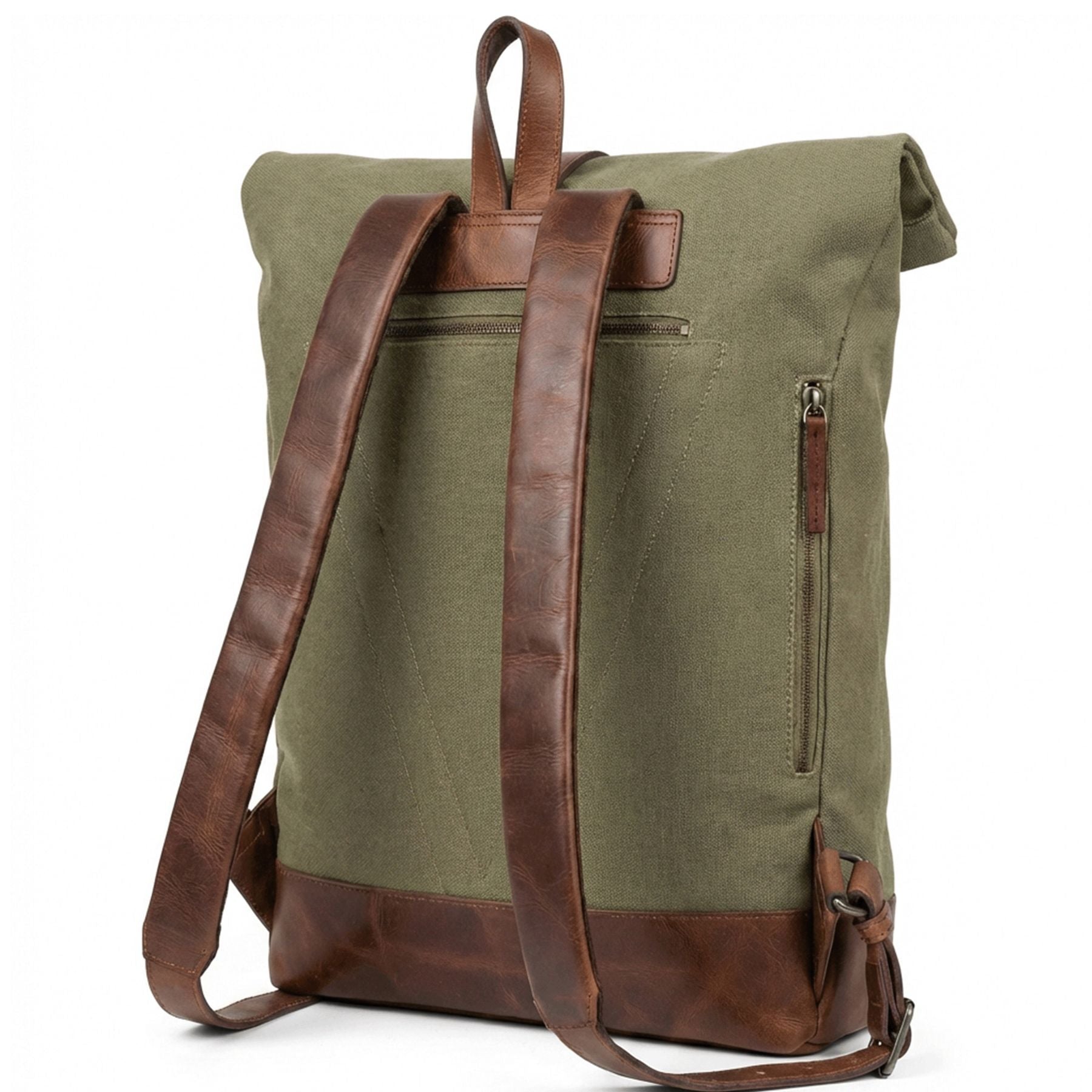 6059-SID & VAIN backpack-rolltop - L - H-93 - TATUM olive-brown CANVAS-PULL-UP-feature