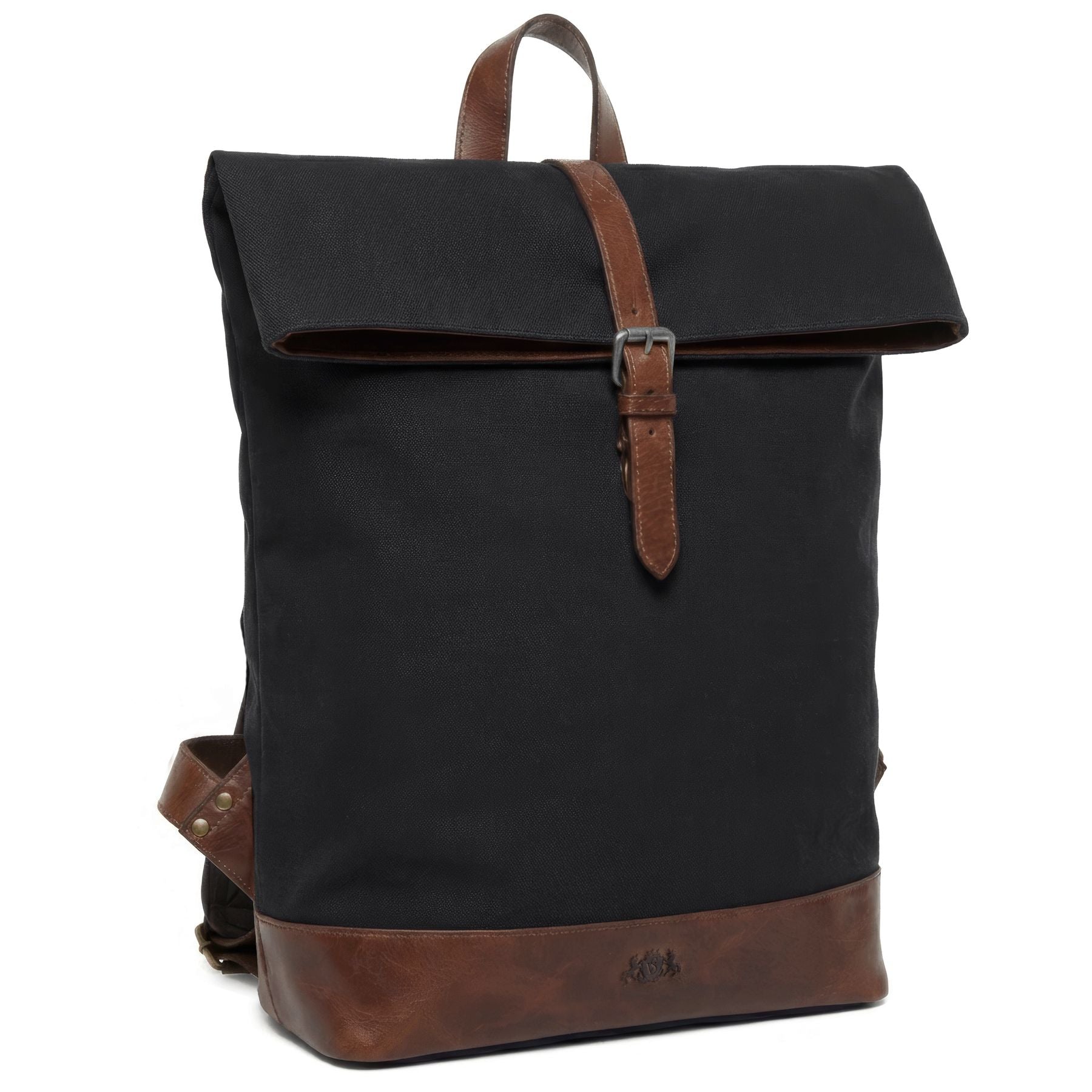 6493-SID & VAIN backpack-rolltop - L - H-93 - TATUM black-brown CANVAS-PULL-UP-gallerie
