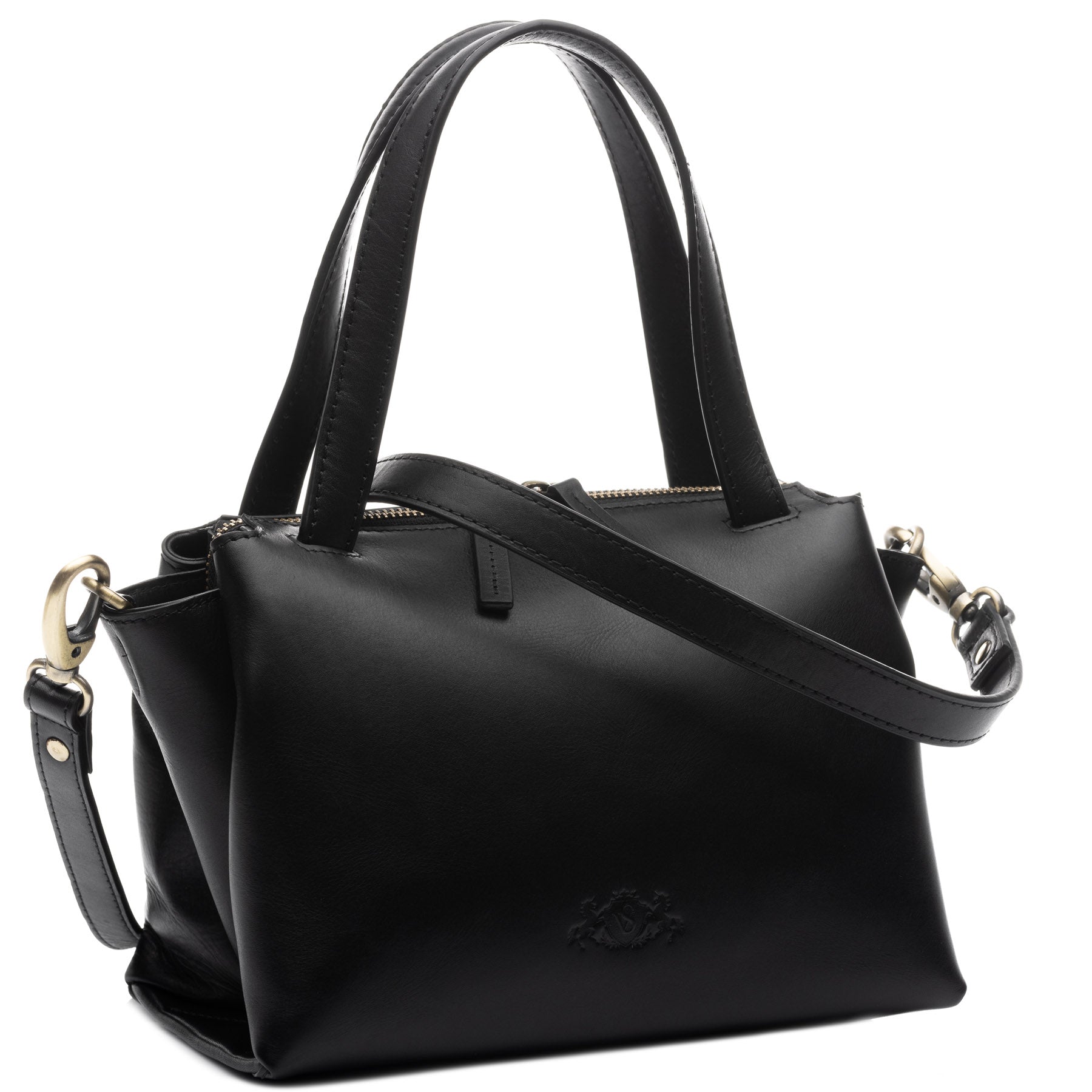 SID & VAIN Henkel & Umhängetasche Leder klein ATLANTA schwarz 38889