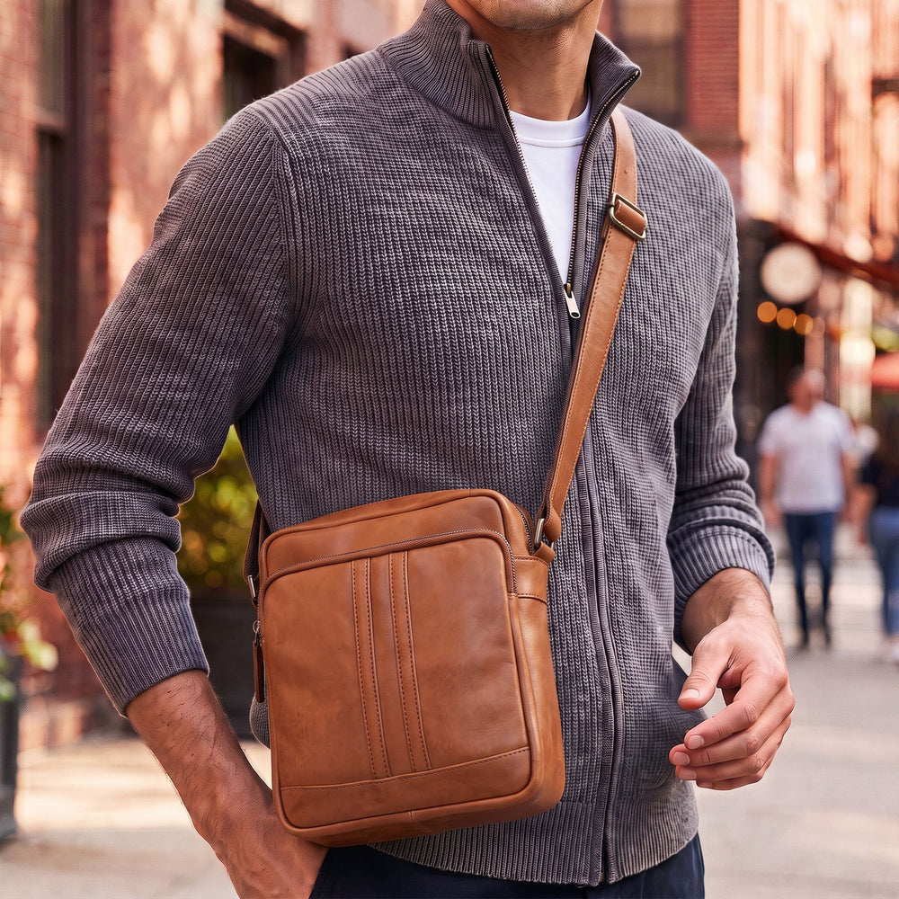 Schultertasche ASHTON Natur-Leder