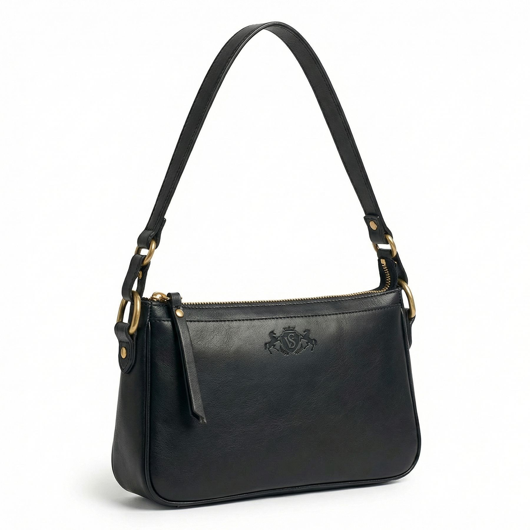 NIBY Schultertasche Glatt schwarz Gal