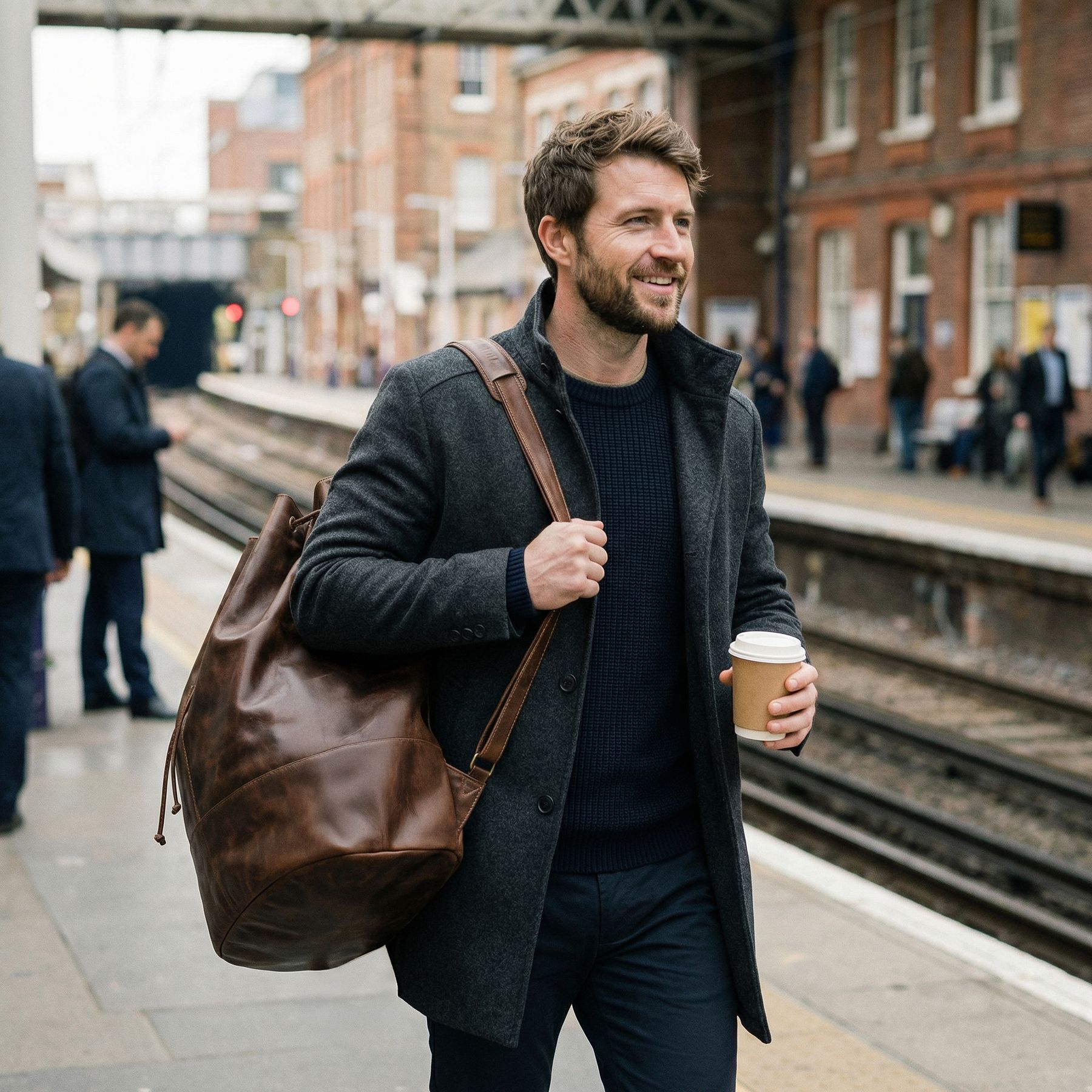 Duffel bag HEATHROW natural leather brown-cognac