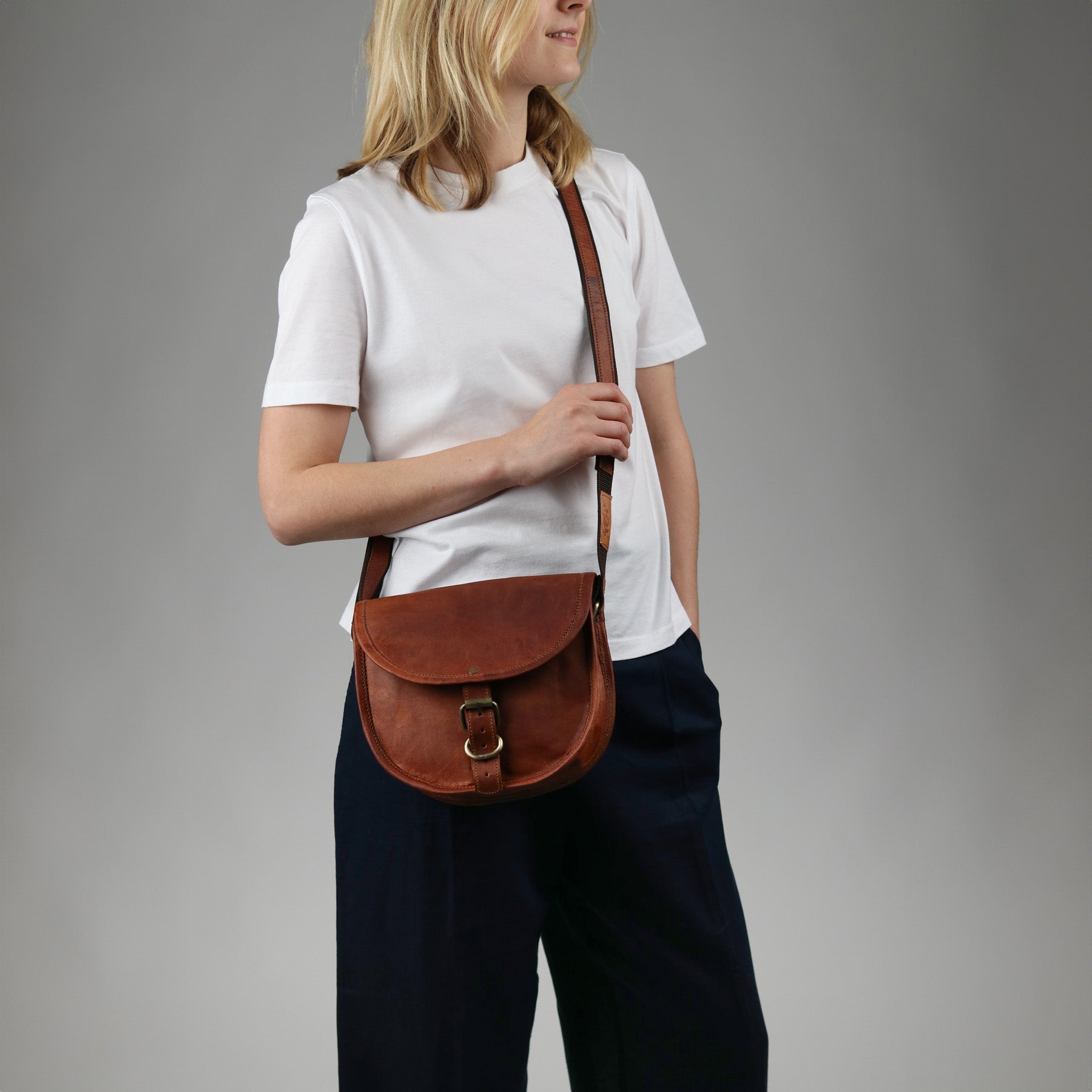 SID & VAIN Umhängetasche Leder AUBREY braun Schultertasche 45462