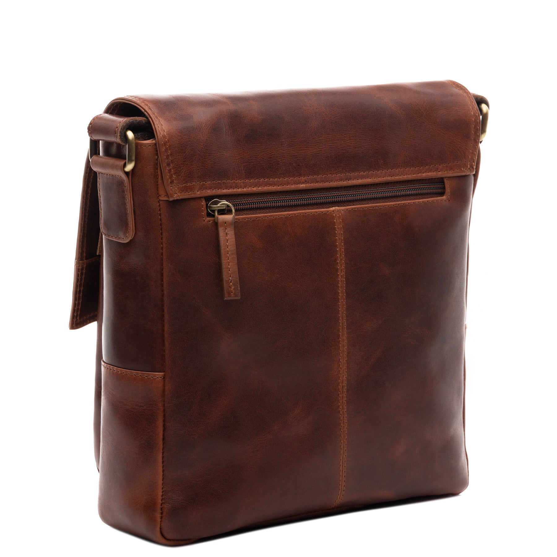 Schultertasche NICO Natur-Leder braun