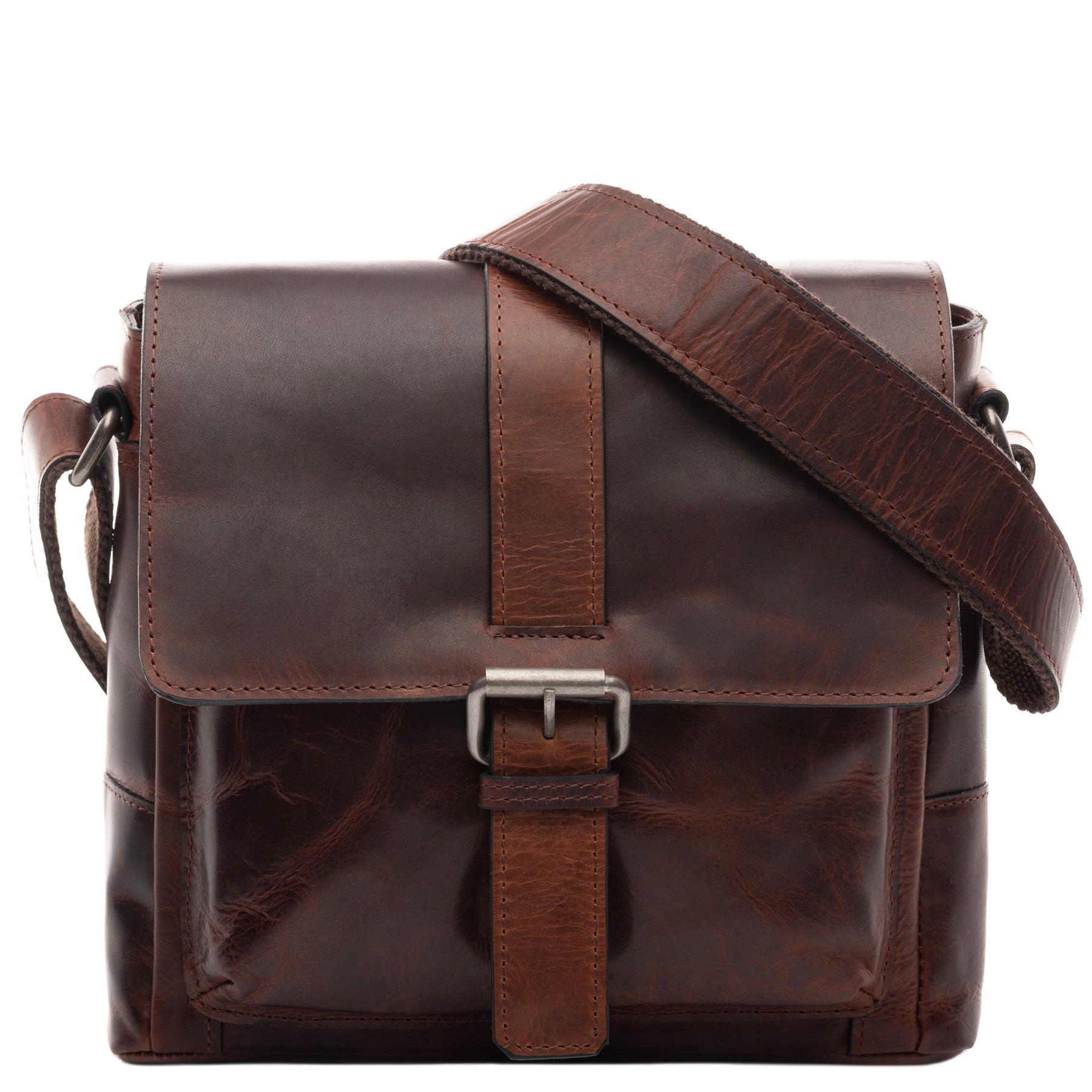 Schultertasche GRAHAM Natur-Leder braun