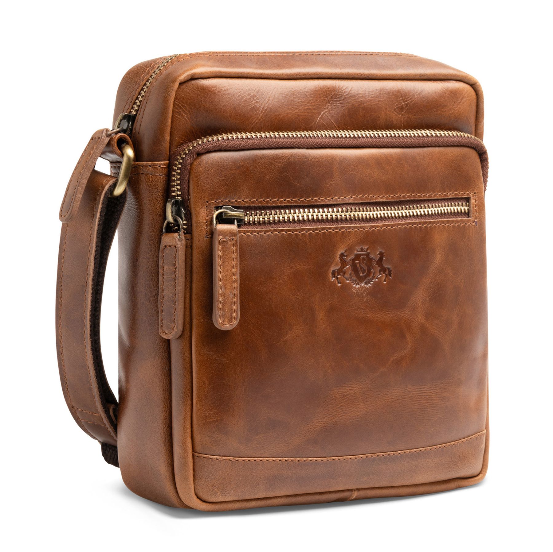 Schultertasche CLARK Natur-Leder braun