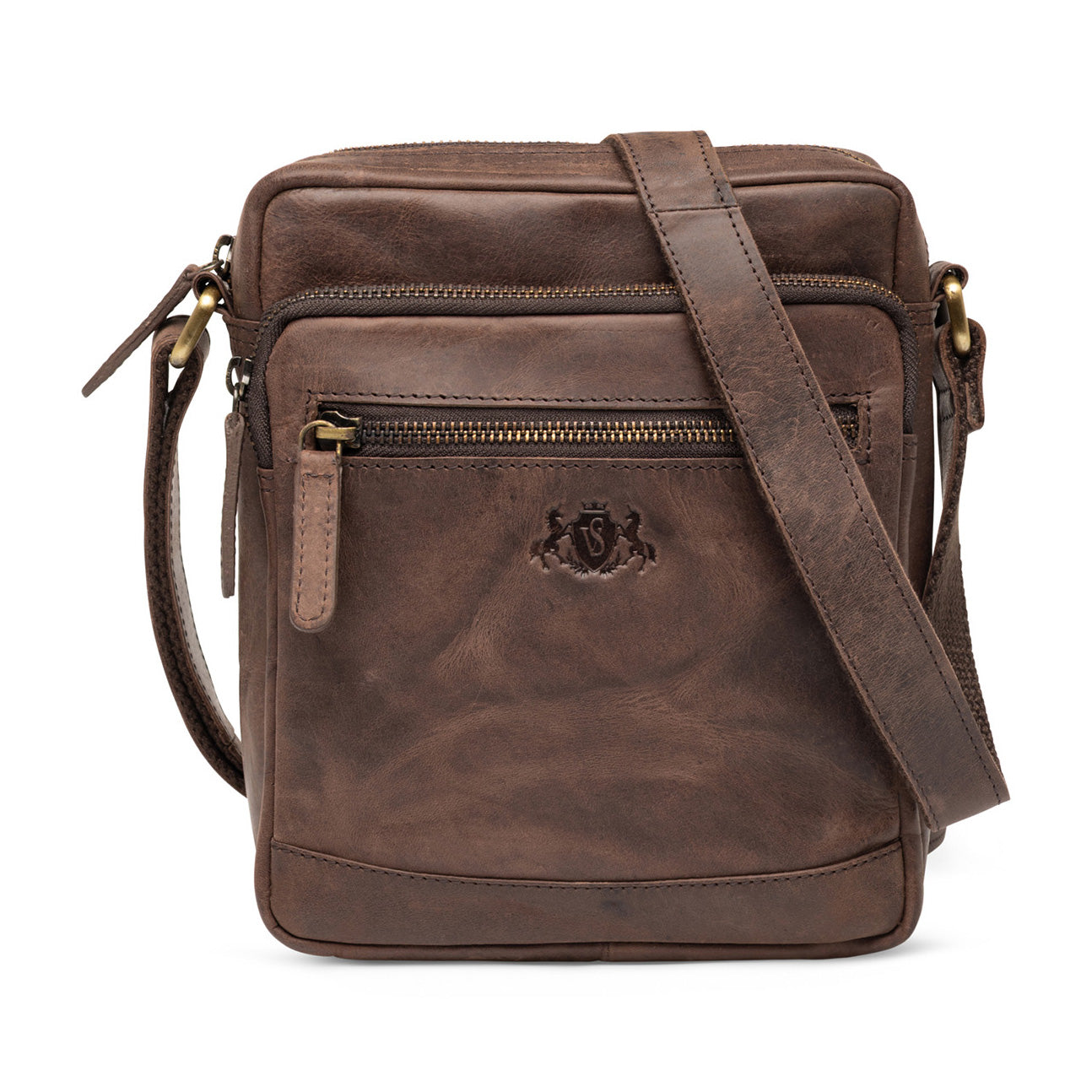 Schultertasche CLARK Natur-Leder braun