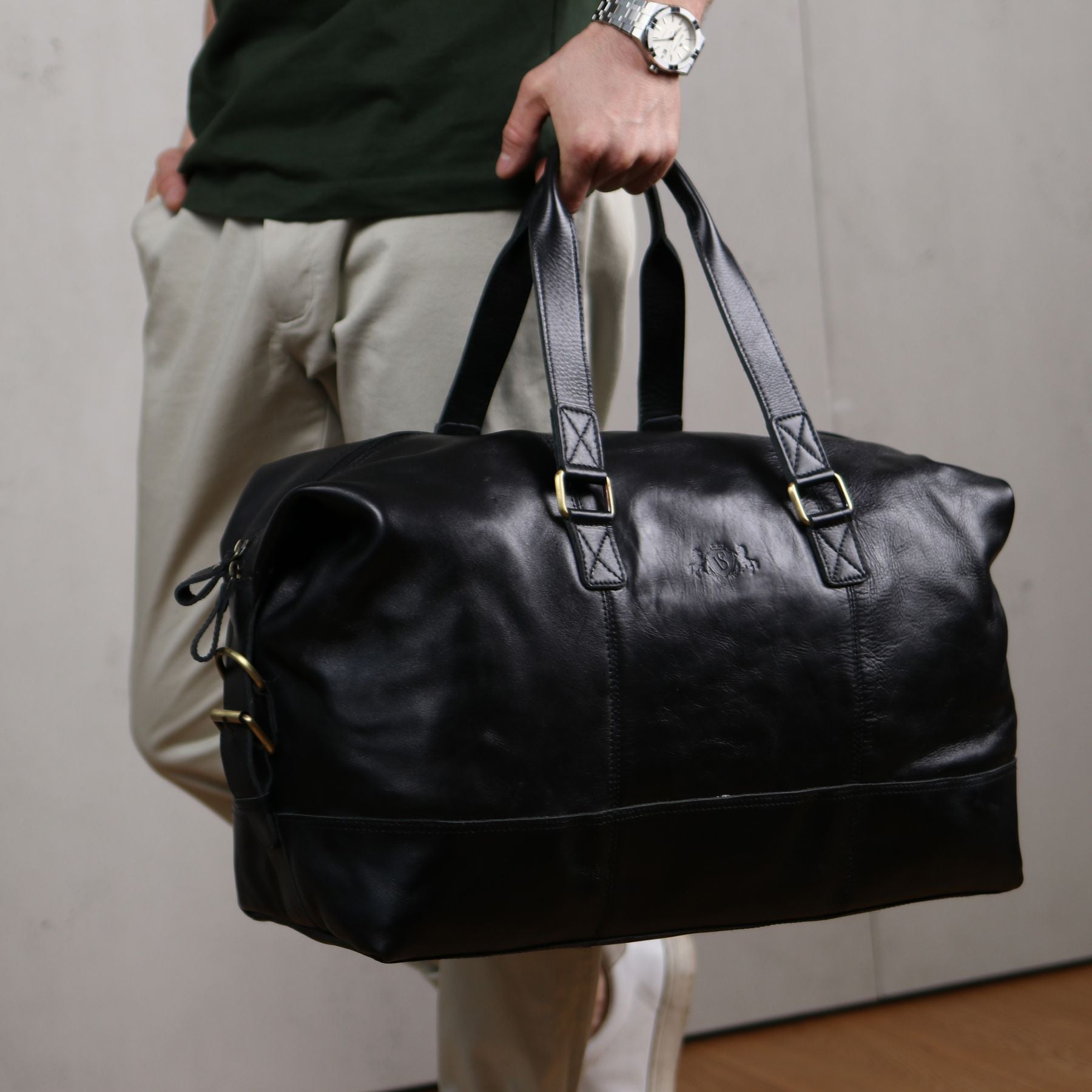 SID & VAIN Reisetasche Weekender Leder YALE schwarz 32939
