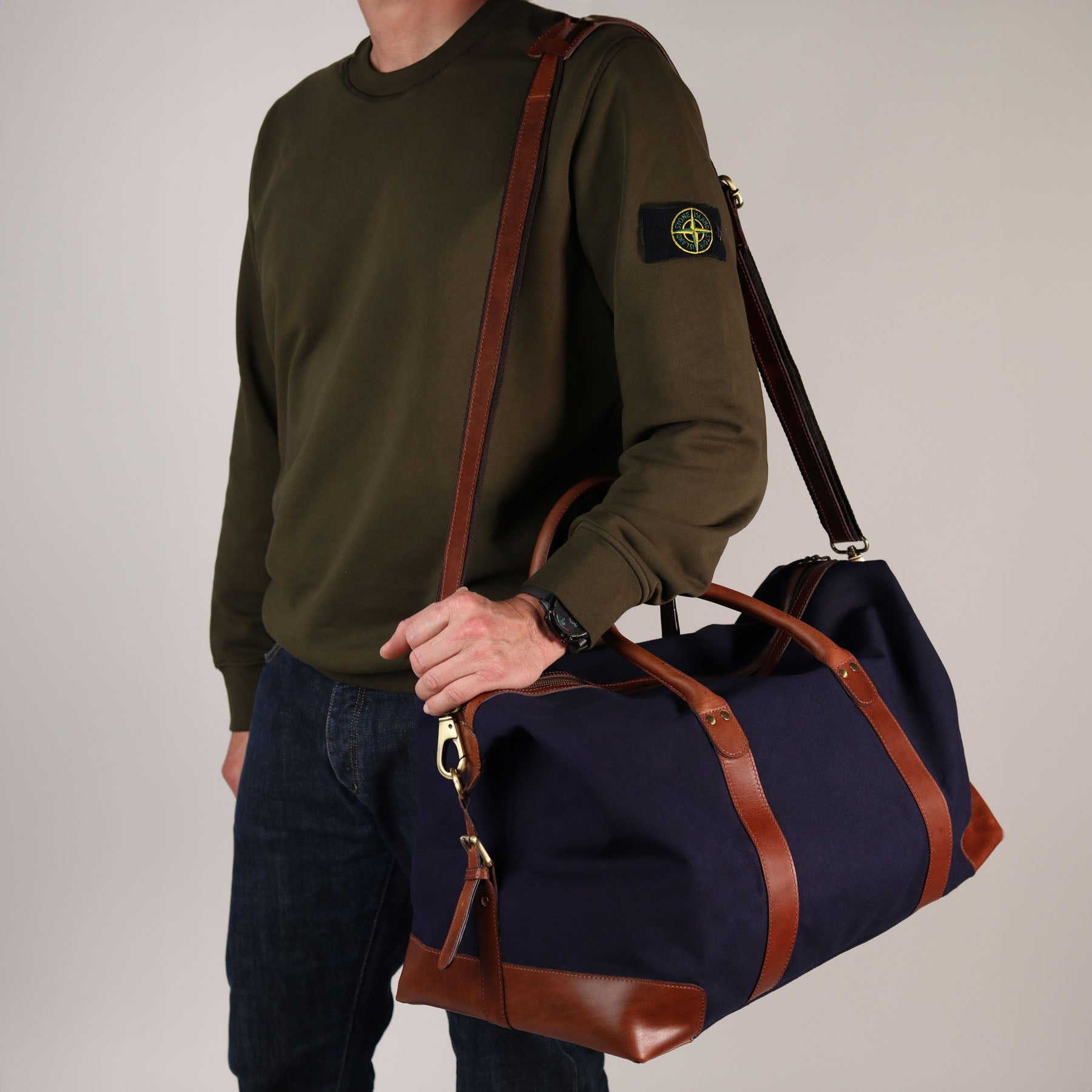 SID & VAIN Reisetasche Canvas LENNOX Weekender blau olive 44359