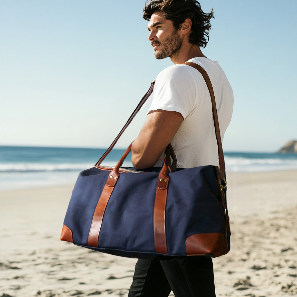 SID & VAIN Reisetasche Canvas LENNOX Weekender blau olive 47669
