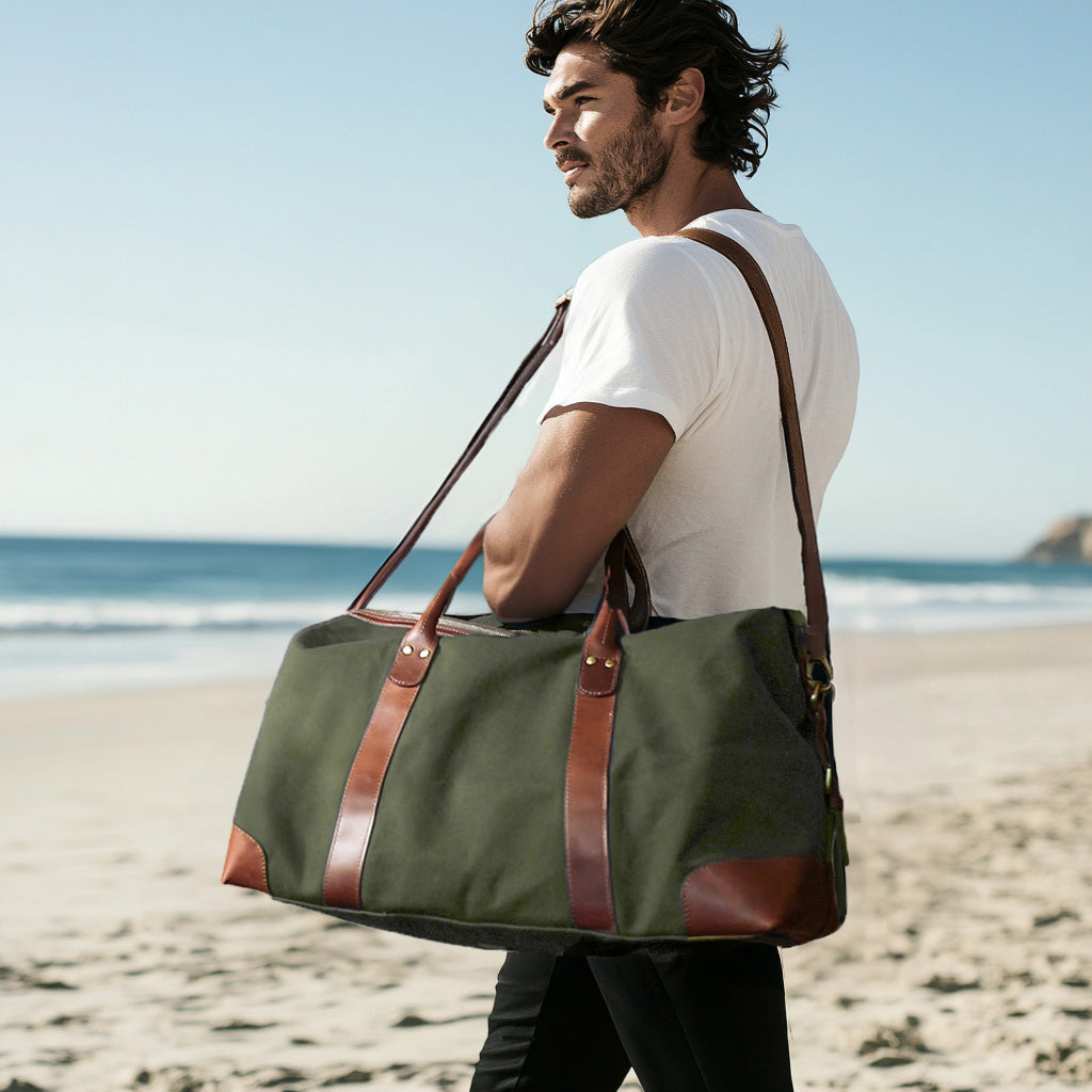 SID & VAIN Reisetasche Canvas LENNOX Weekender blau olive 47674