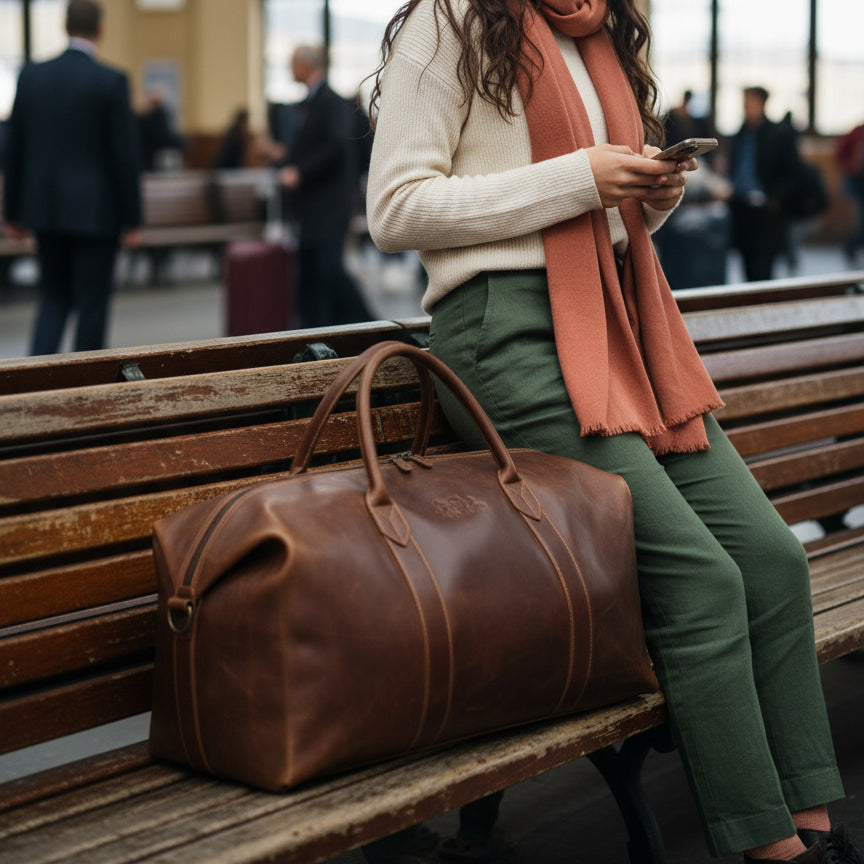 SID & VAIN Reisetasche groß Leder XXL CHESTER braun-cognac 3