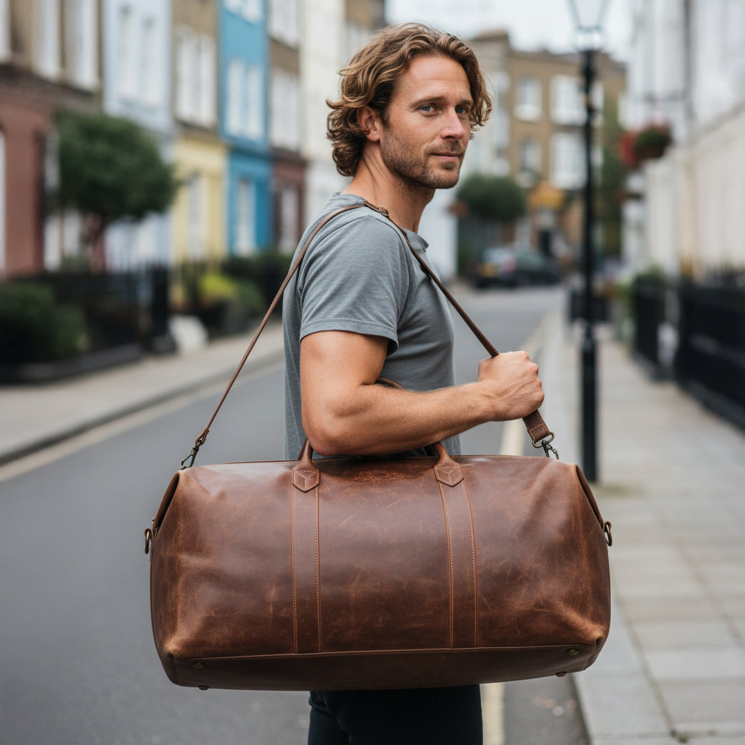 SID & VAIN Reisetasche groß Leder XXL CHESTER braun-cognac 2