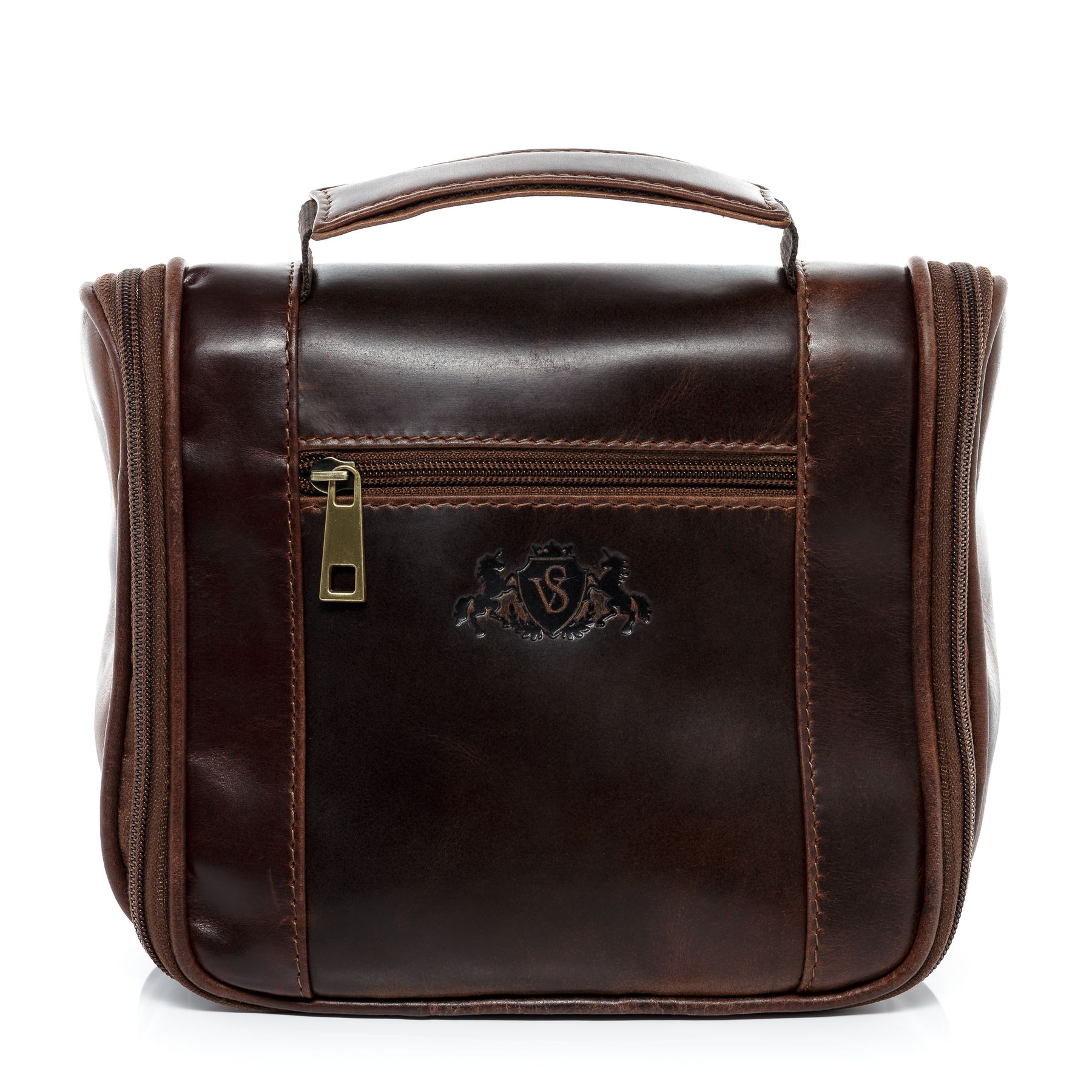 SID & VAIN Kulturbeutel Leder-hanging HEATHROW braun-cognac 13673