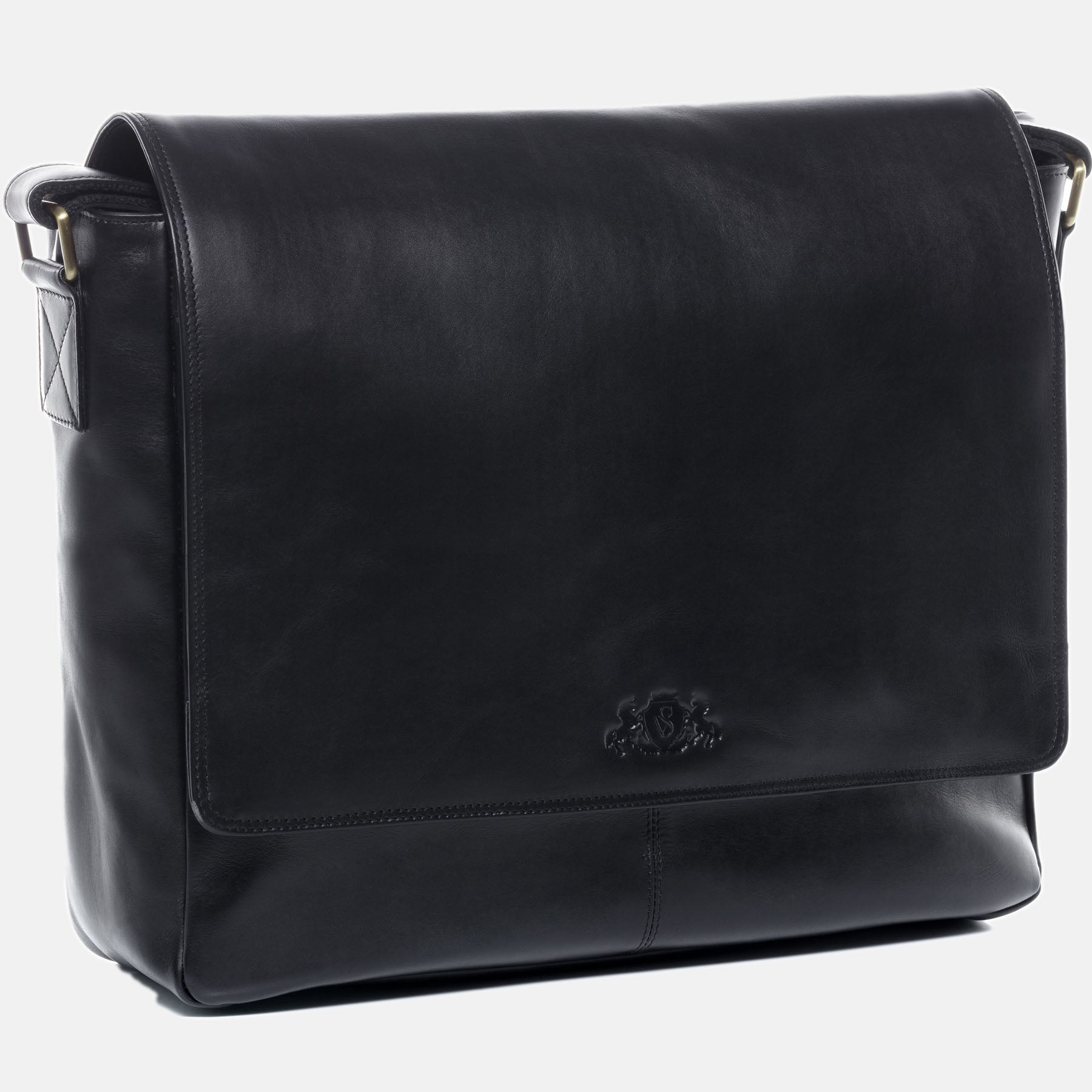 Messenger Bag SPENCER smooth leather black