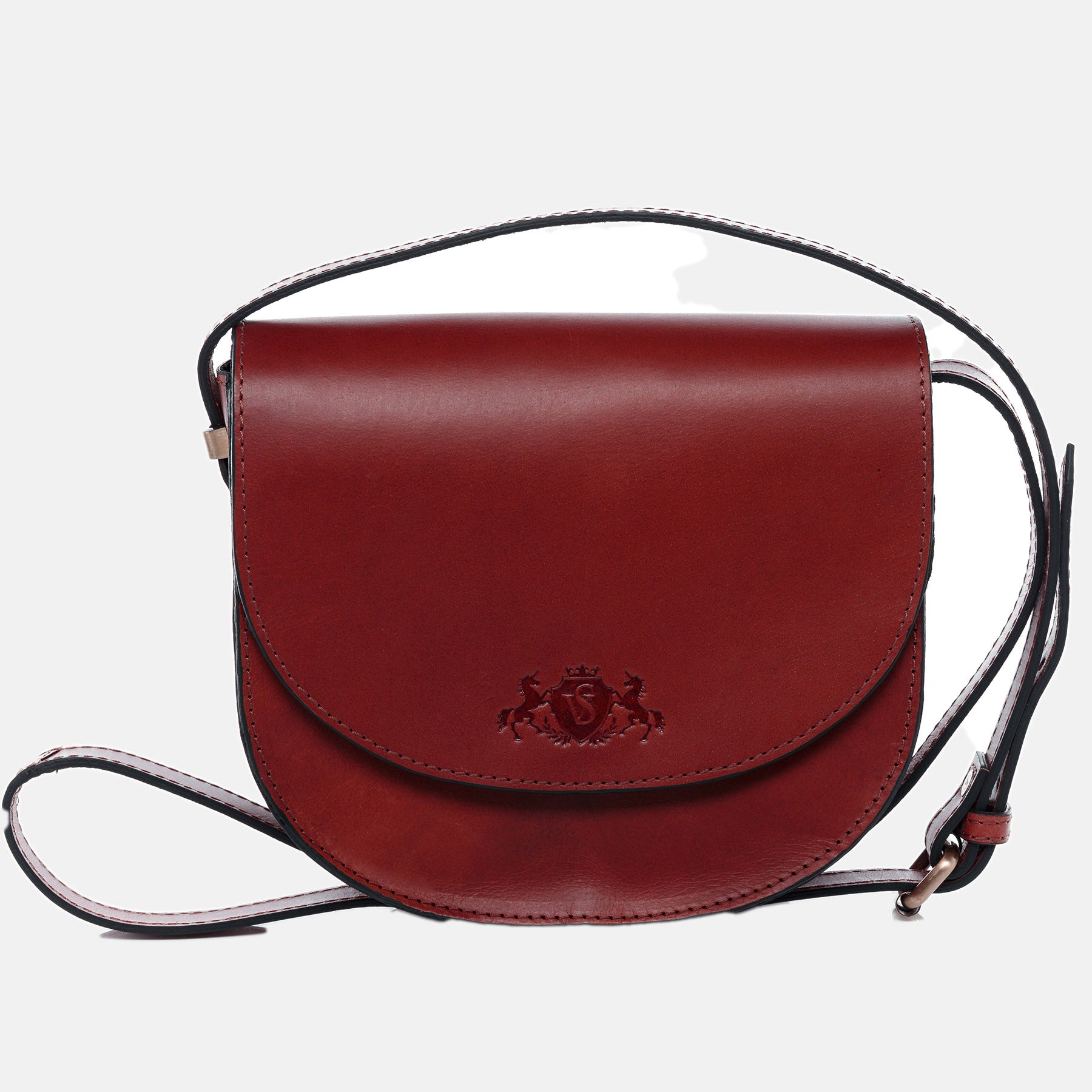 Shoulder bag TRISH saddle leather red