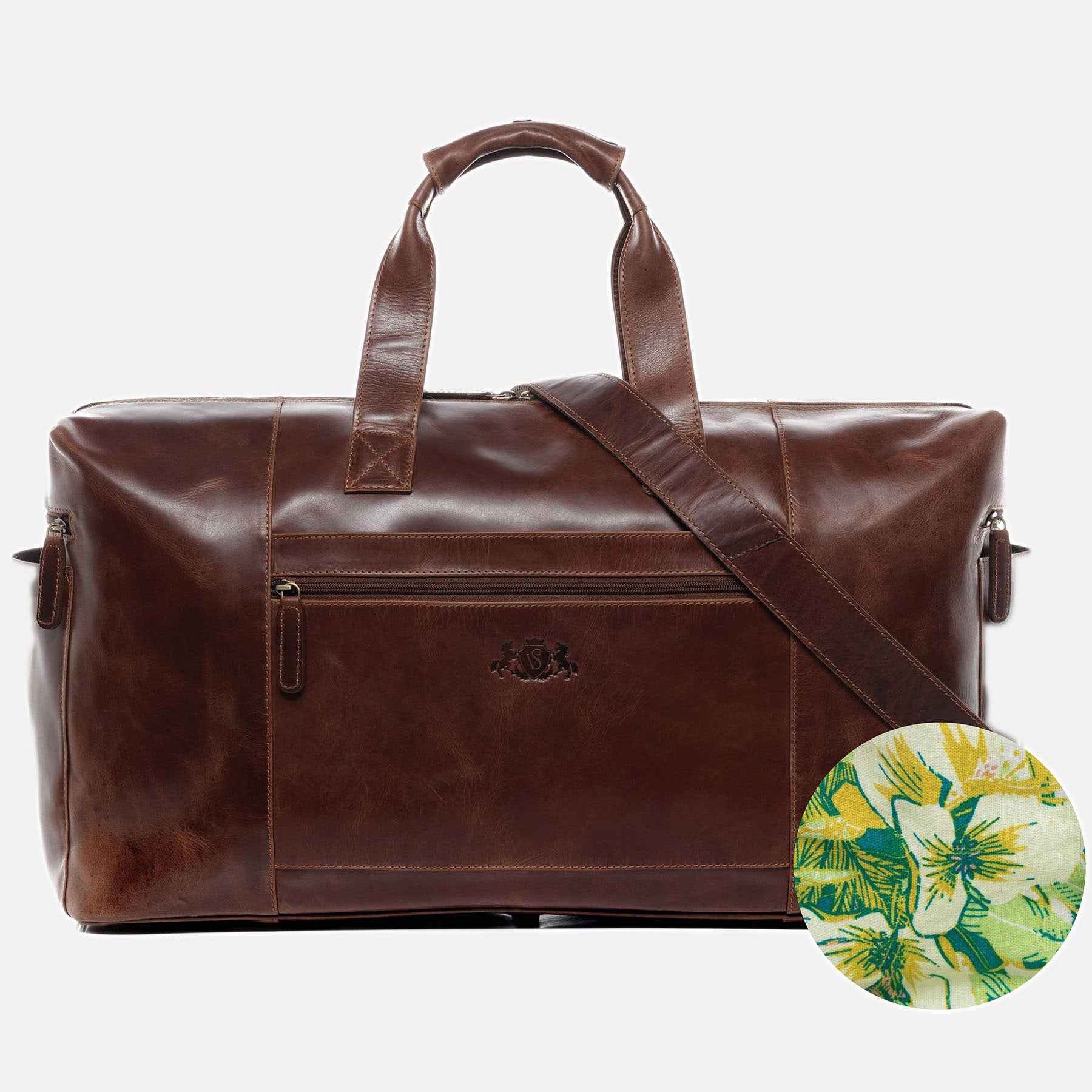 Travel bag BRISTOL natural leather brown-cognac