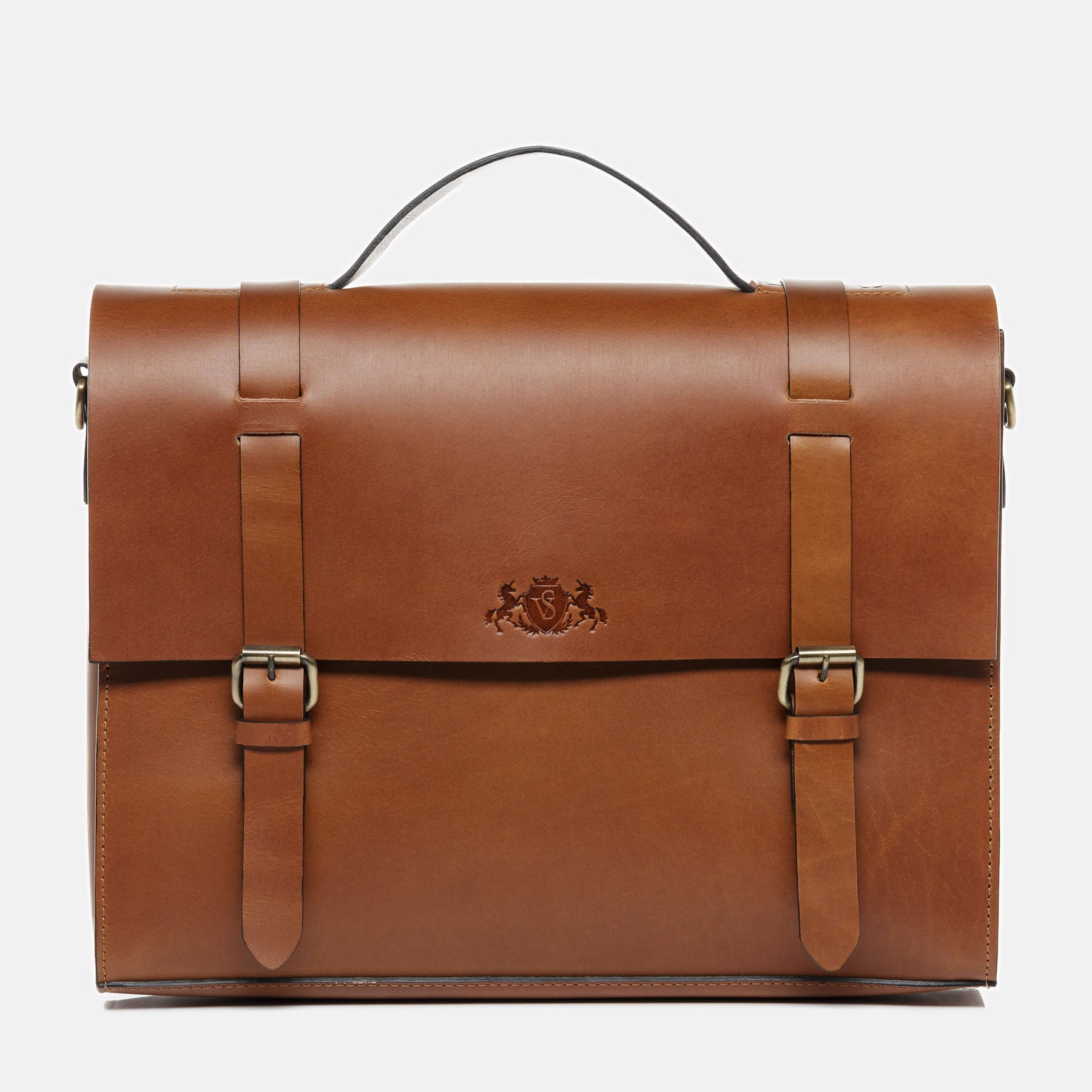 Briefcase BOSTON saddle leather light brown