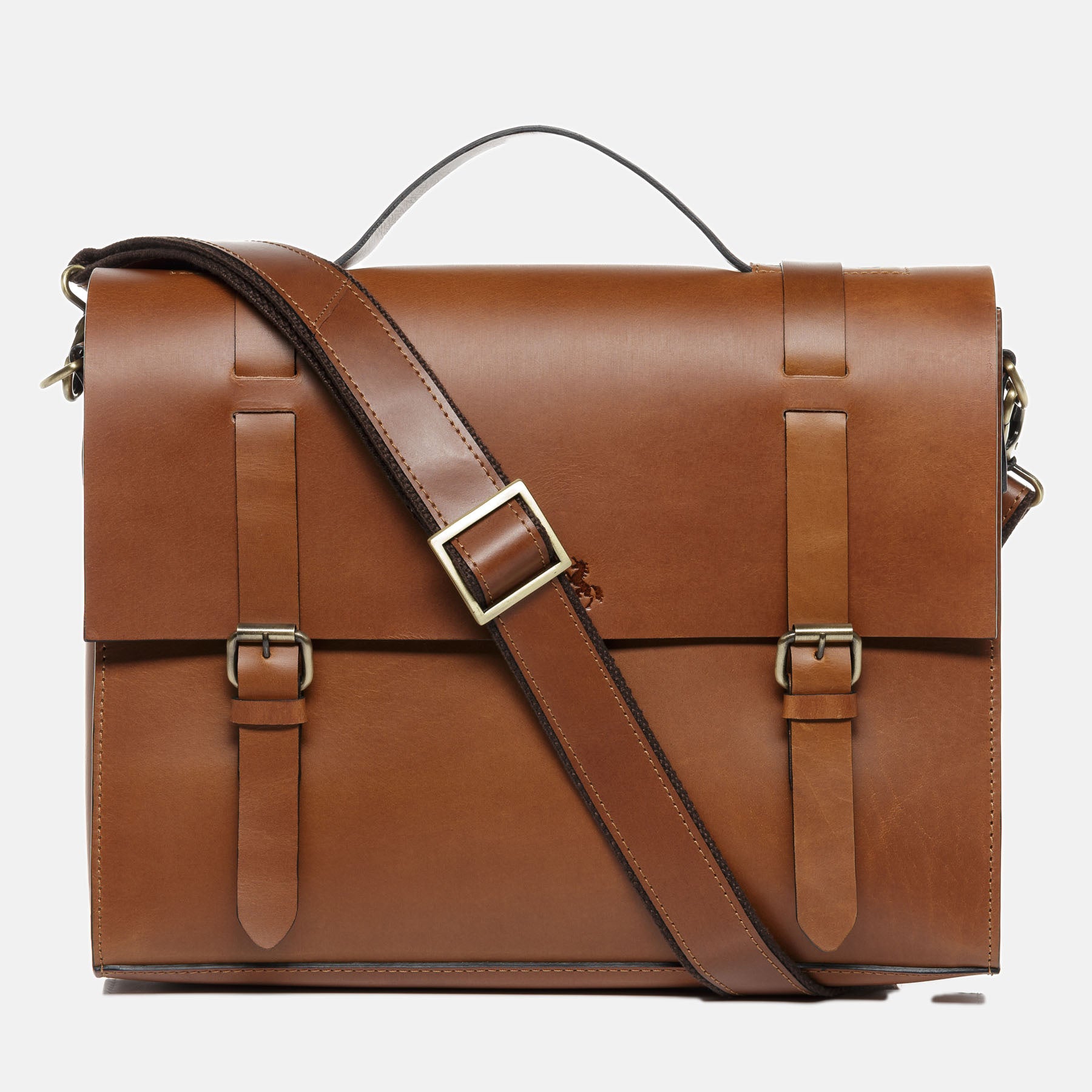 Briefcase BOSTON saddle leather light brown