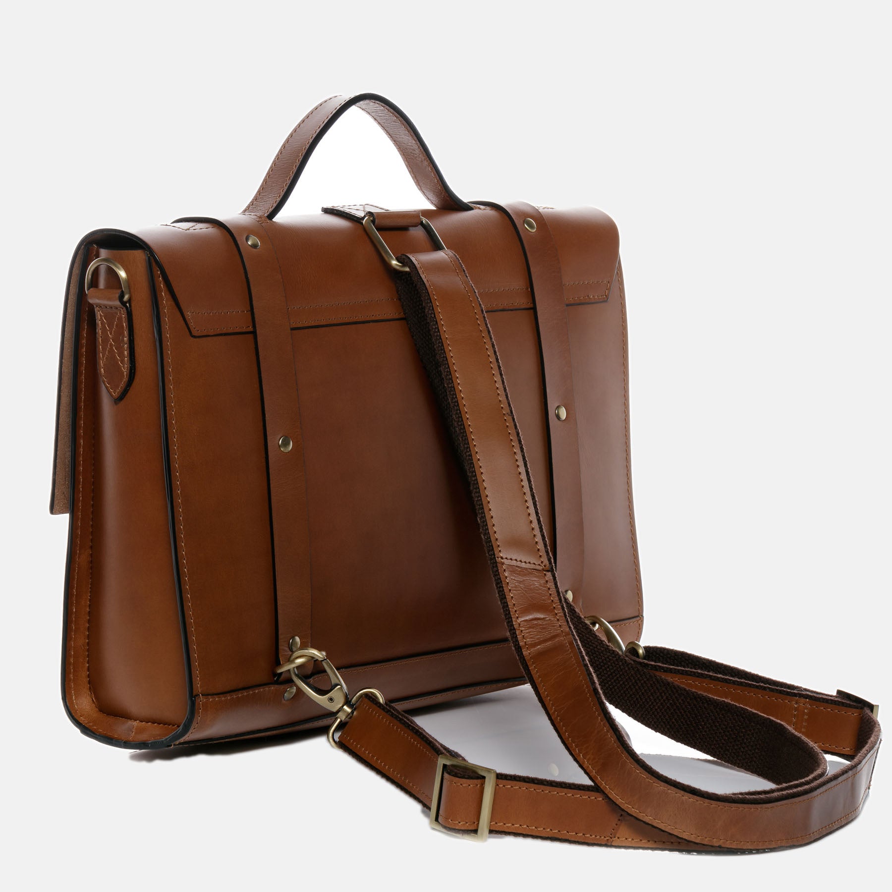 Briefcase BOSTON DUO saddle leather light brown-cognac