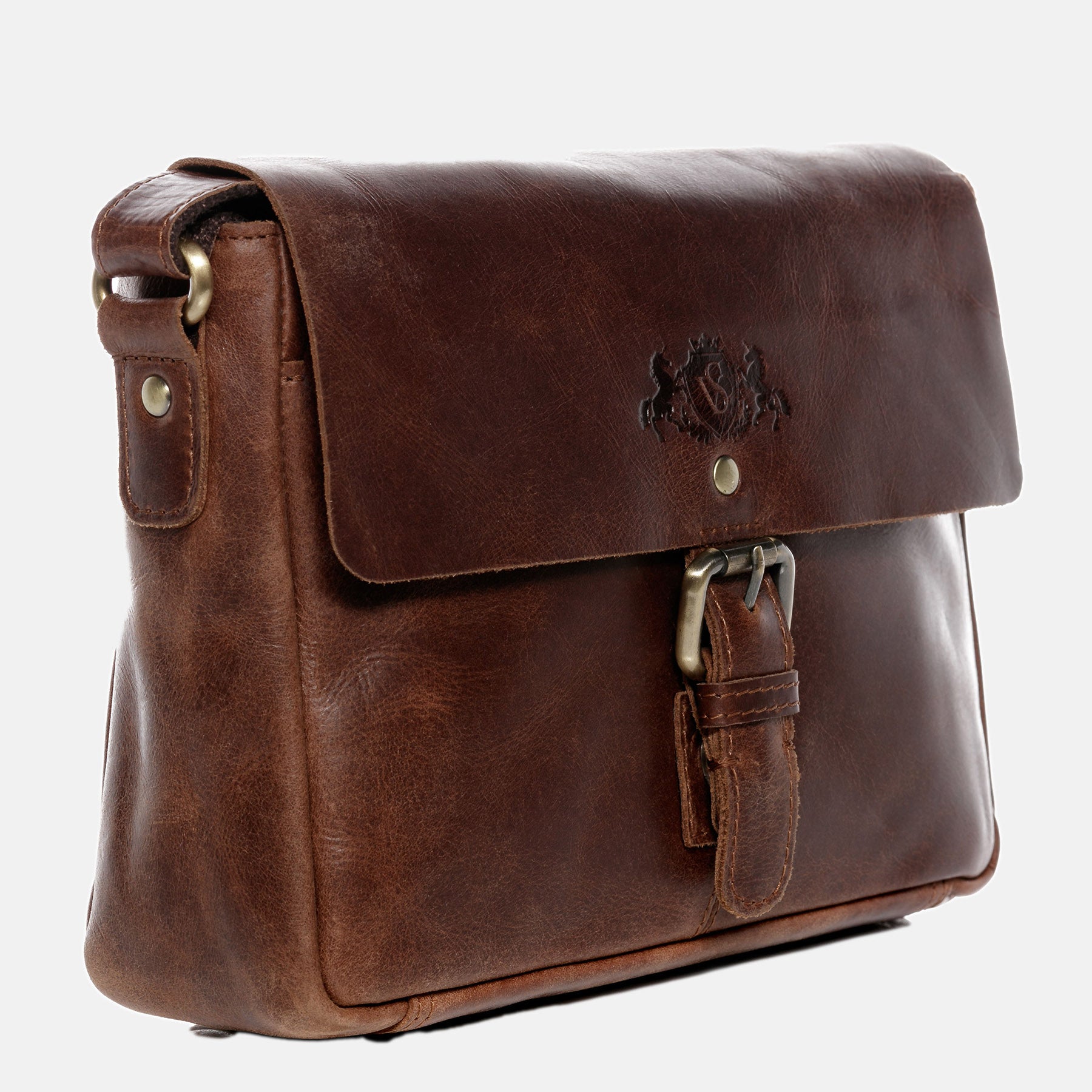 Messenger bag YALE natural leather brown-cognac