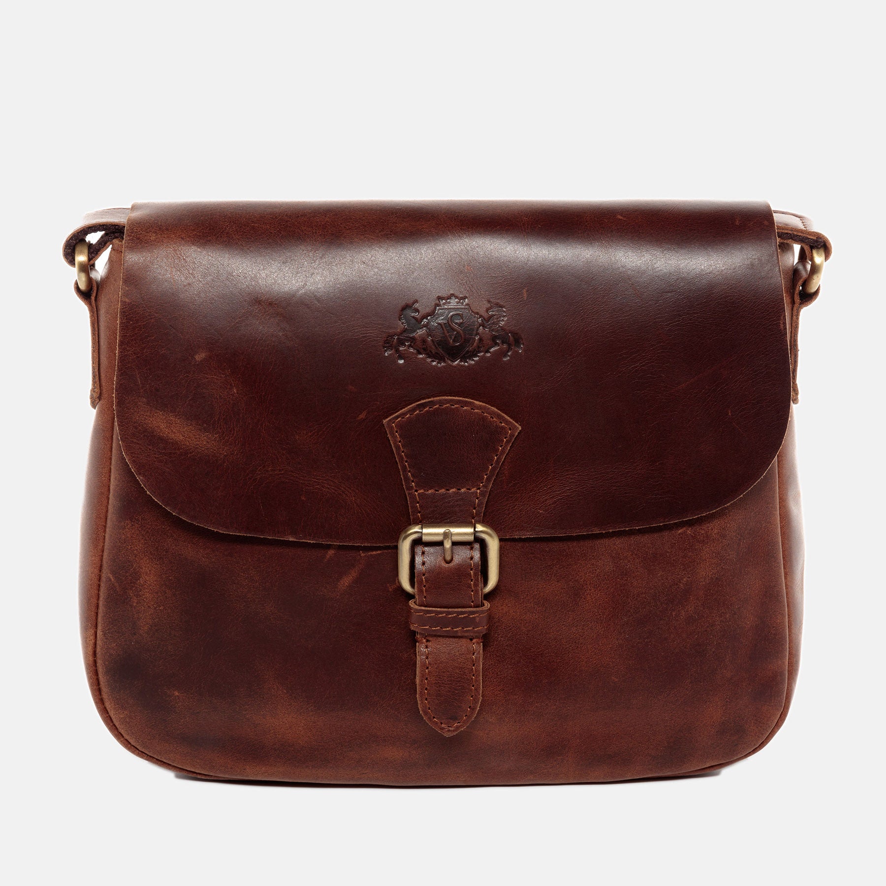 Shoulder bag YALE natural leather brown-cognac