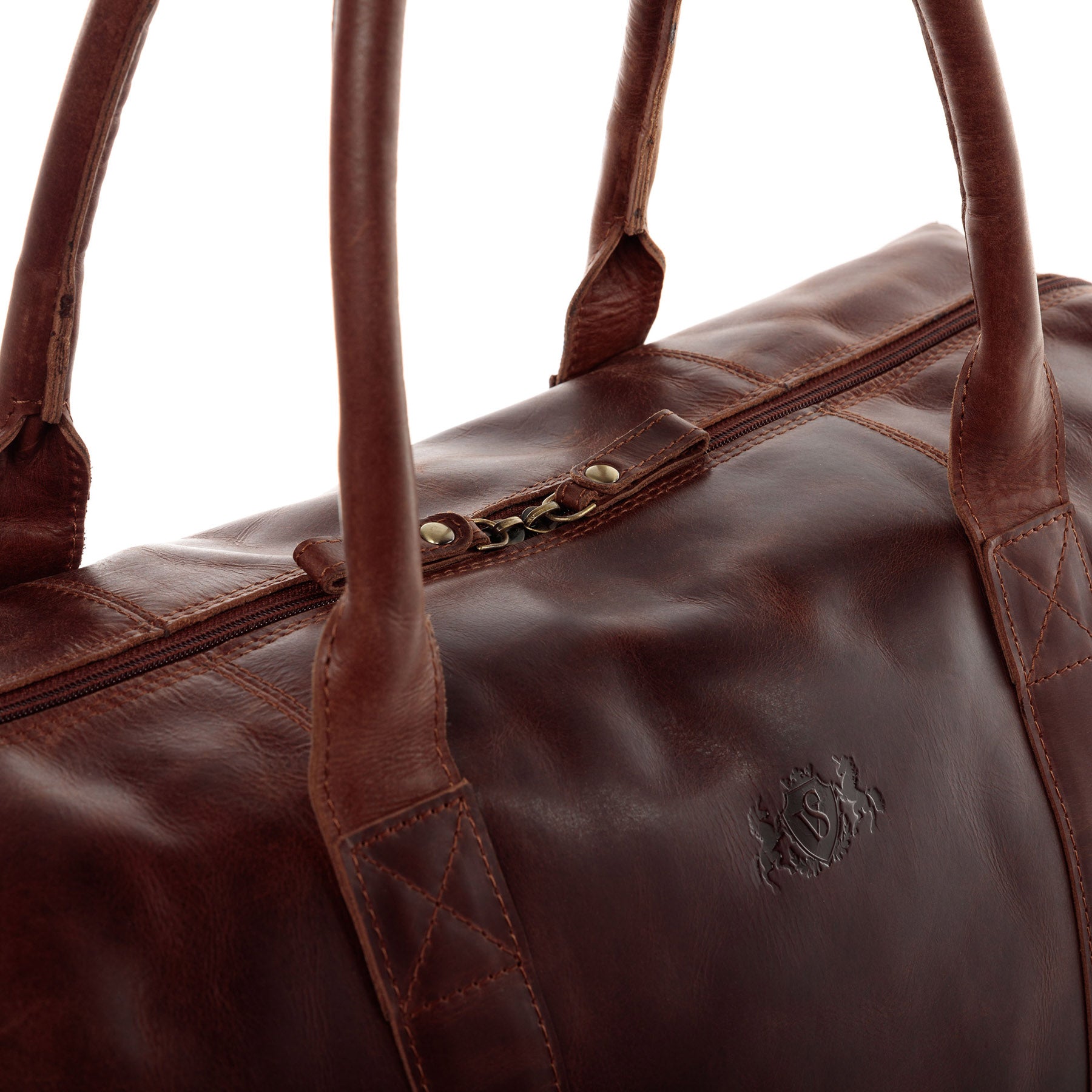 Travel bag with address tag YALE ZIP natural leather brown-cognac