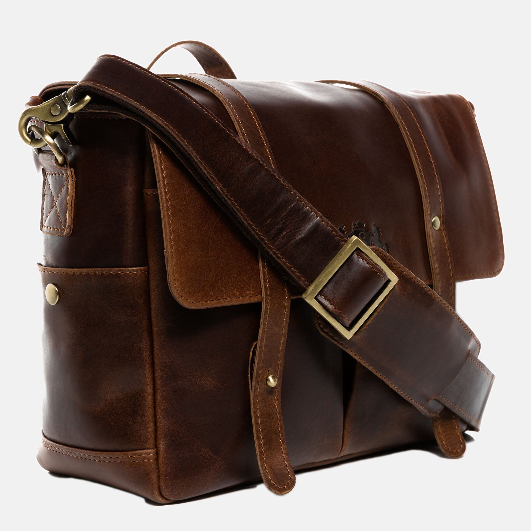 Camera bag HEATHROW natural leather brown-cognac