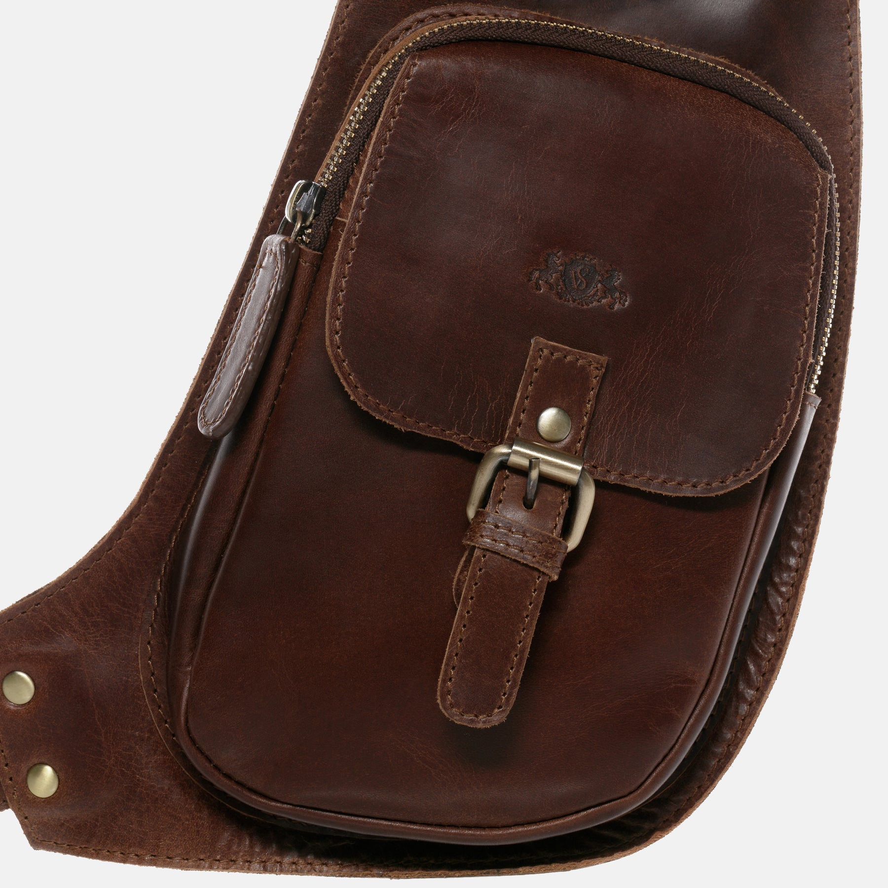Shoulder bag DUDLEY natural leather brown-cognac
