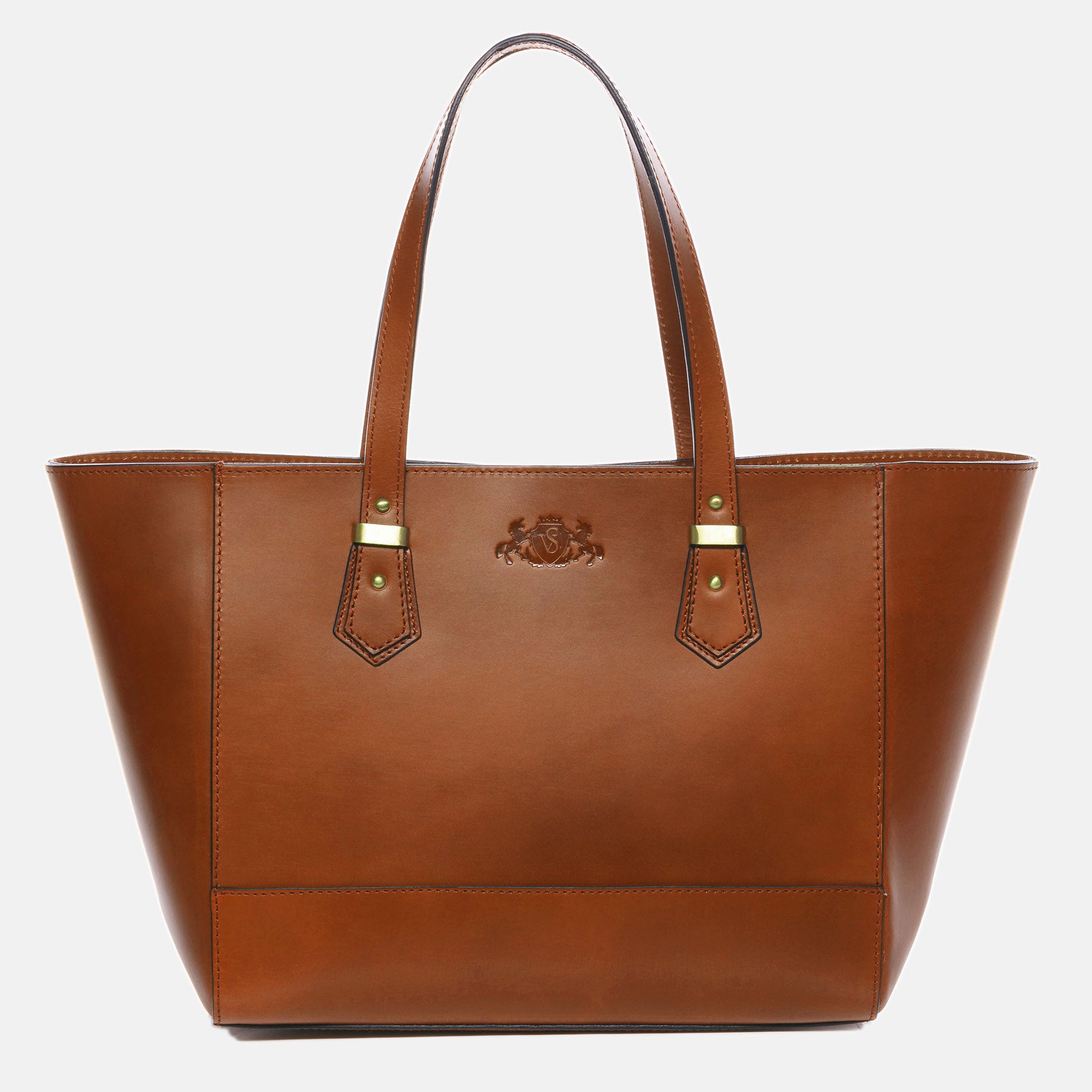 Handbag TRISH saddle leather light brown-cognac