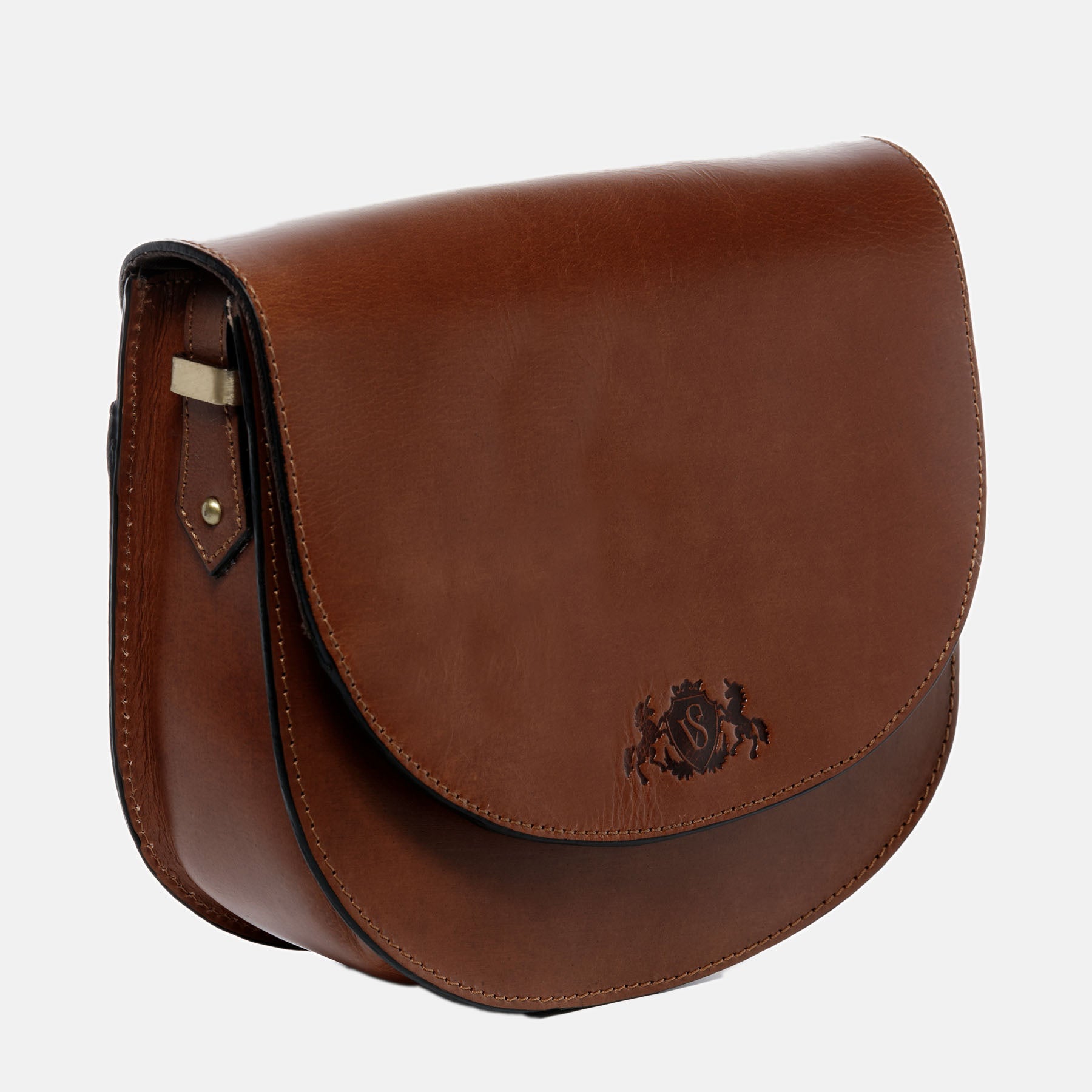 Shoulder bag TRISH saddle leather brown