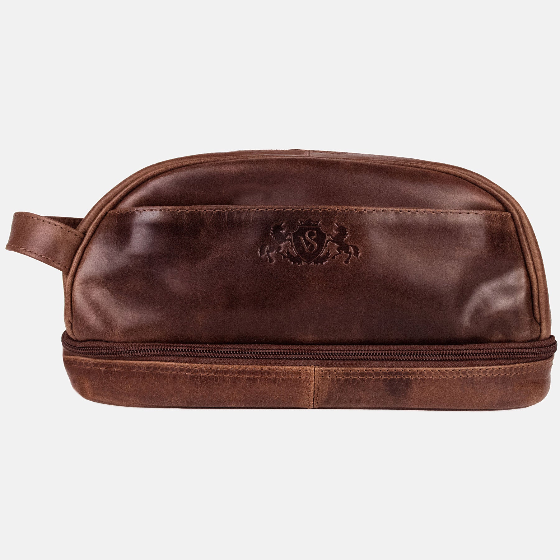 Wash bag ALEX natural leather brown-cognac