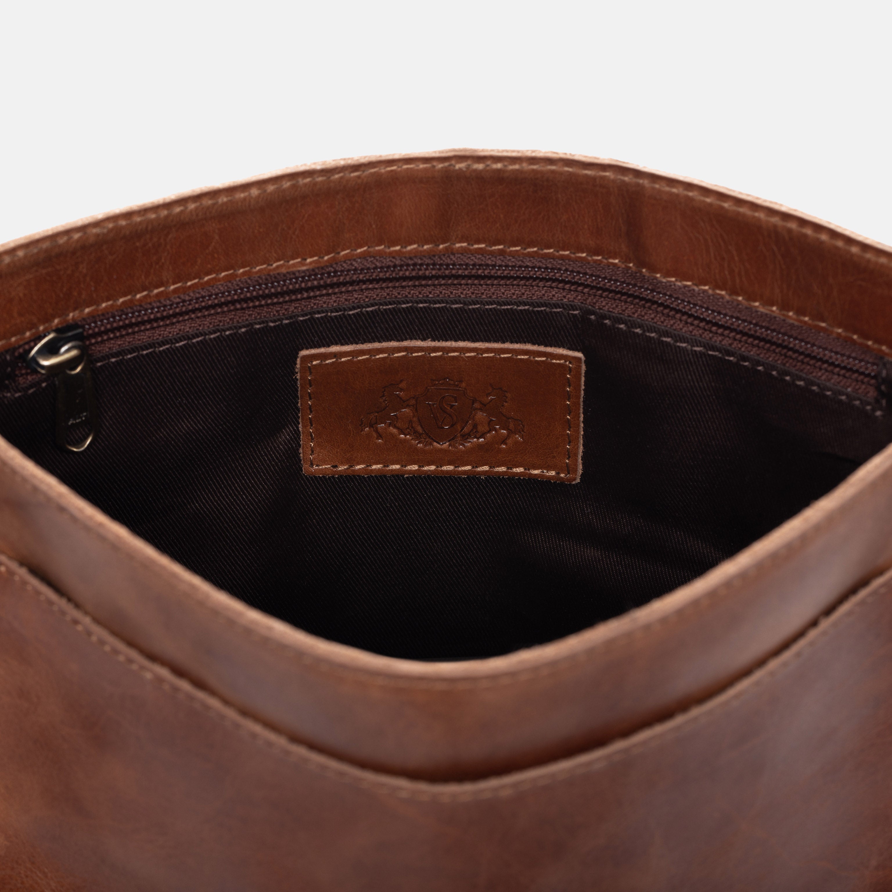 Shoulder bag YALE natural leather light brown