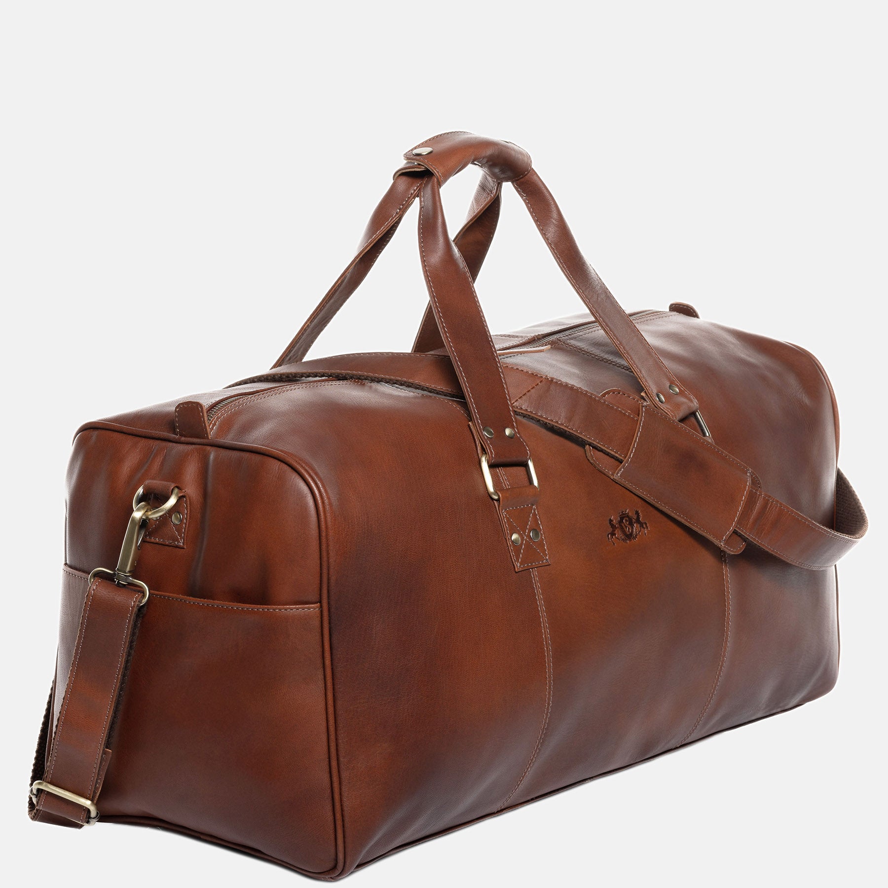 XL Travel bag LINUS smooth leather light brown