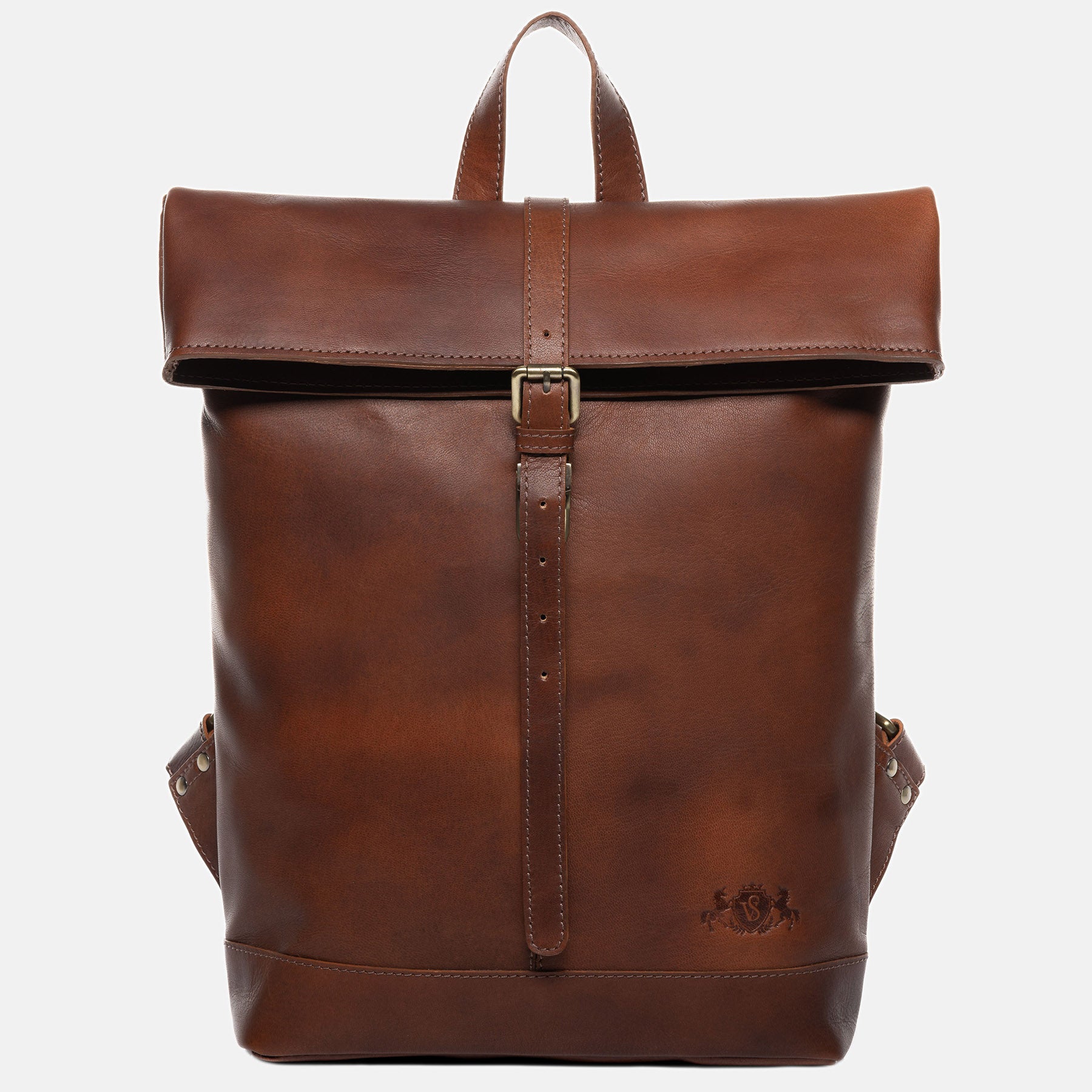 Rolltop backpack JAY smooth leather light brown
