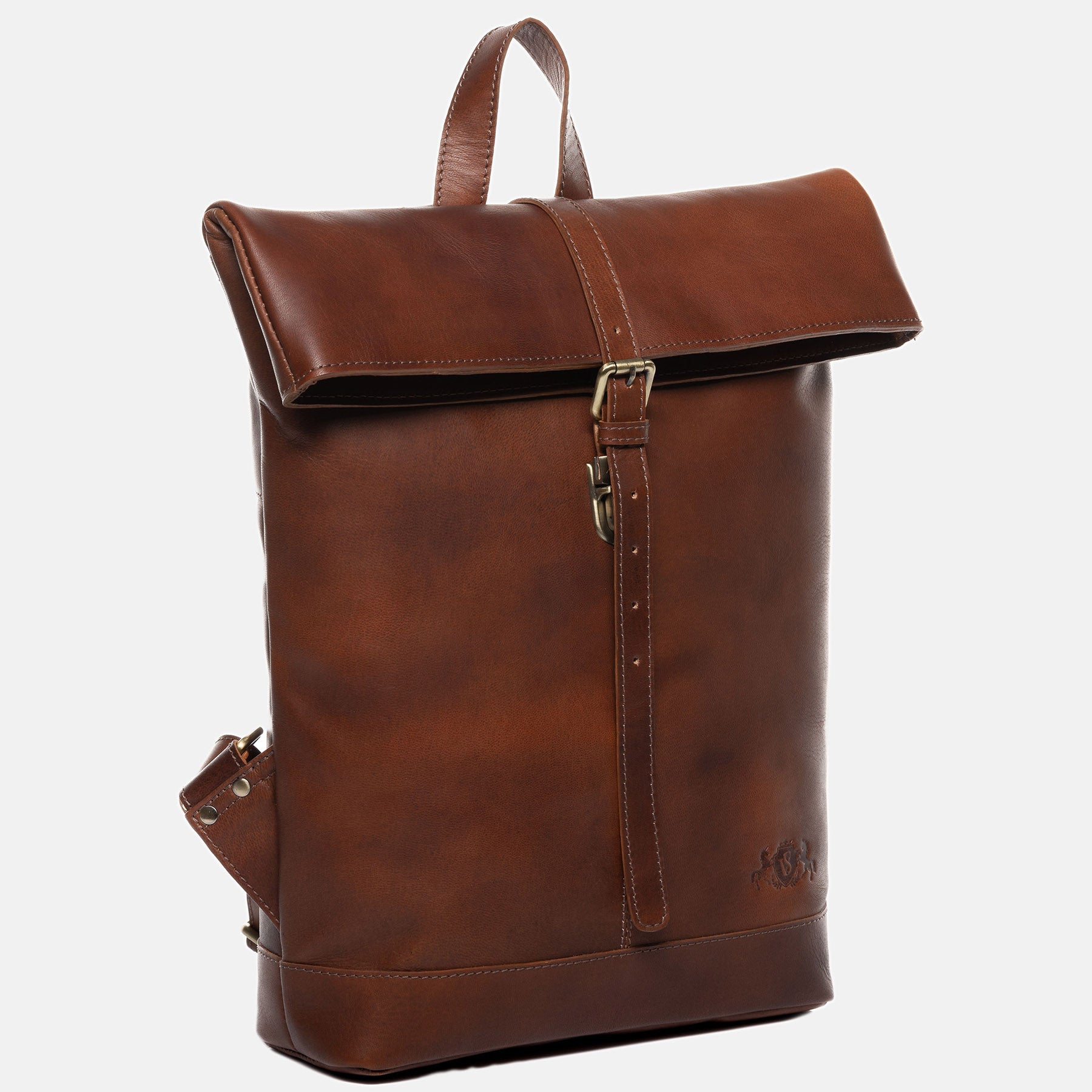 Rolltop backpack JAY smooth leather light brown