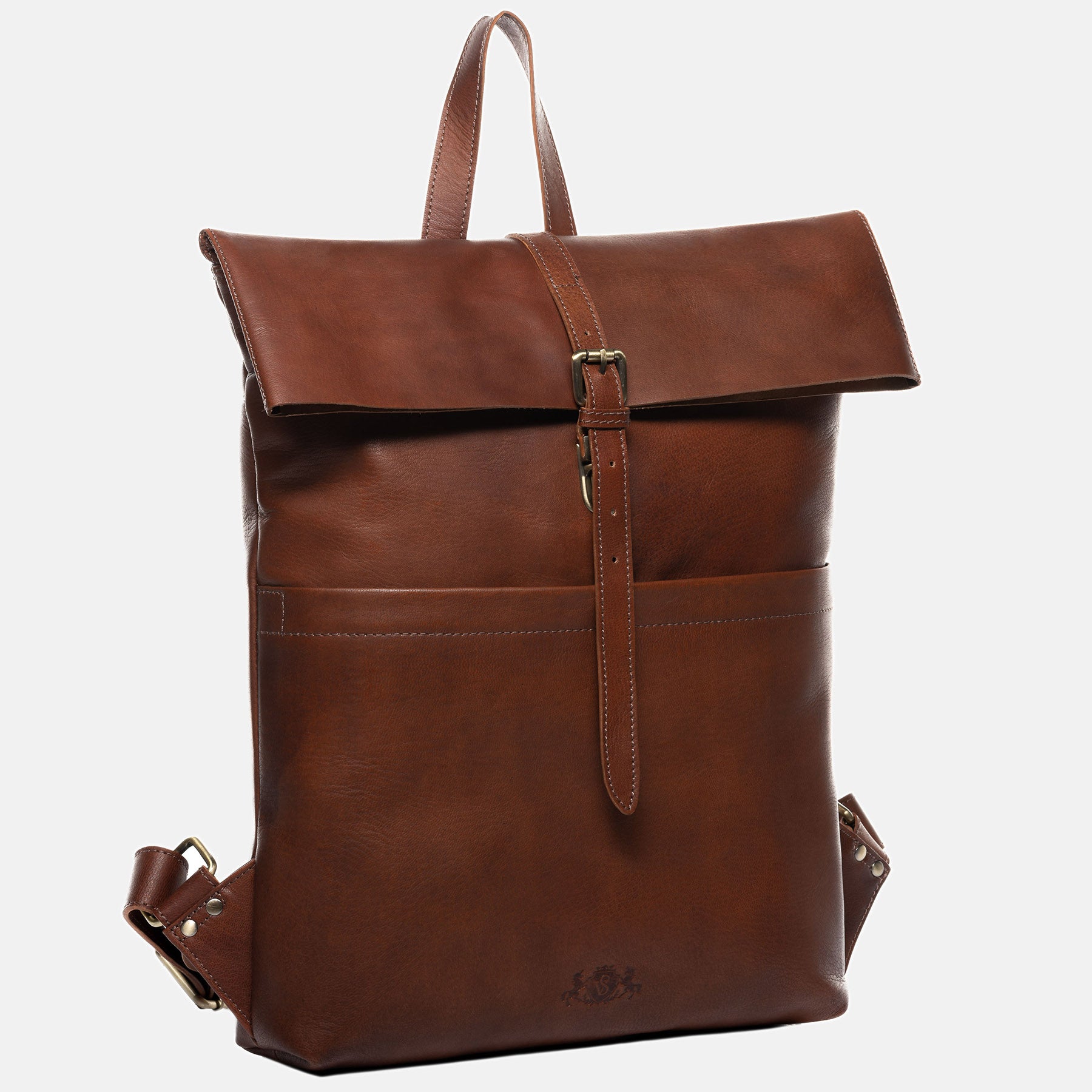 Rolltop backpack CLAY smooth leather light brown