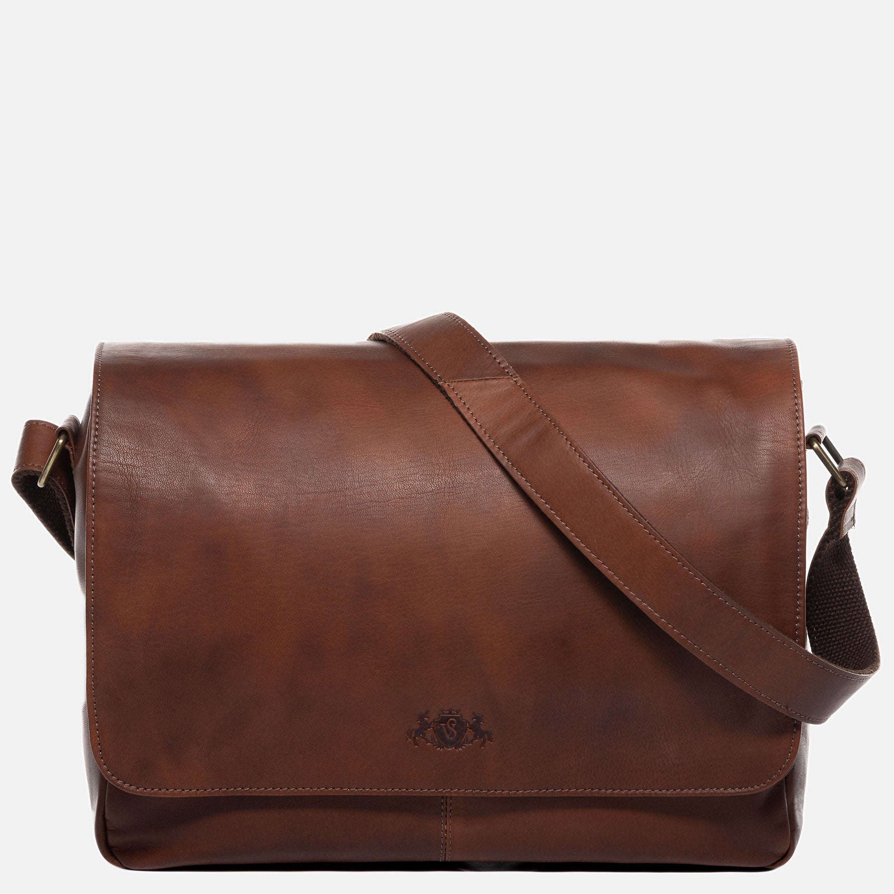 Messenger Bag SPENCER smooth leather light brown