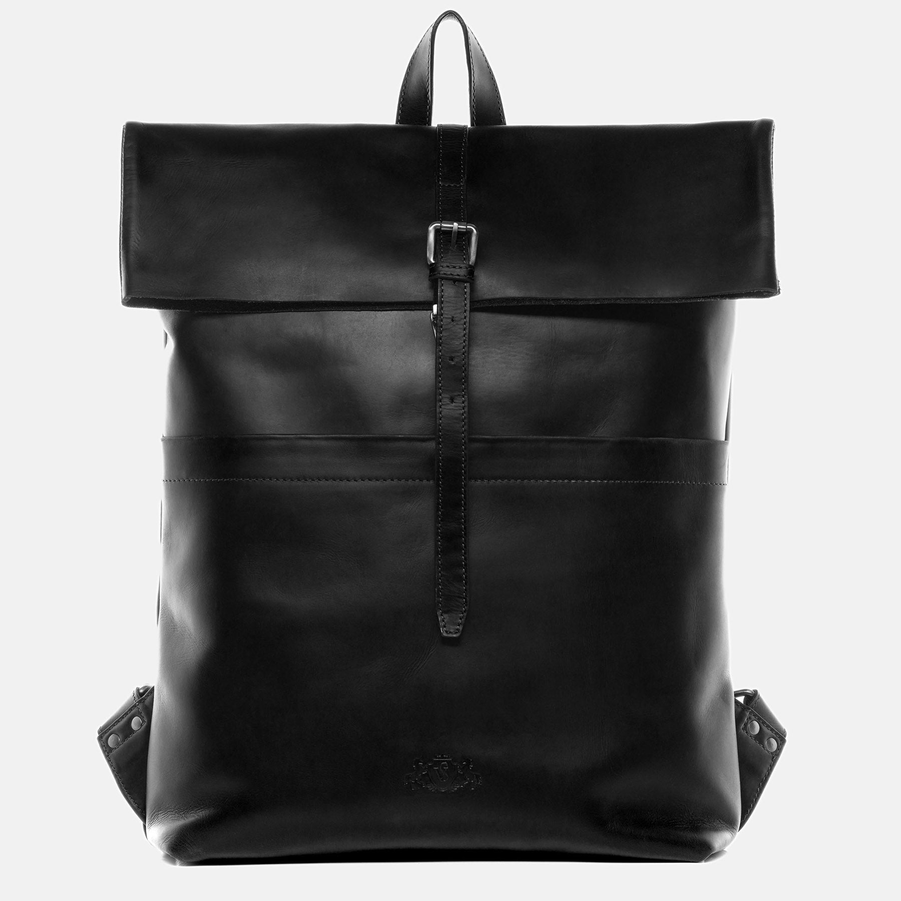 Rolltop backpack CLAY smooth leather black