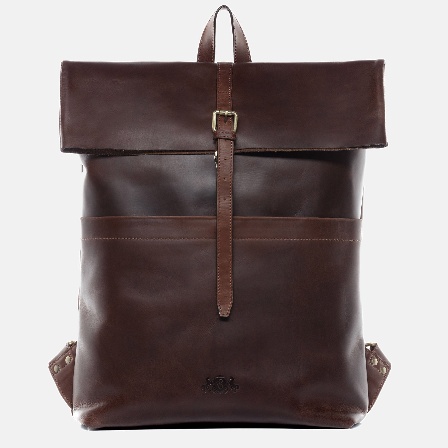 Rolltop backpack CLAY smooth leather brown