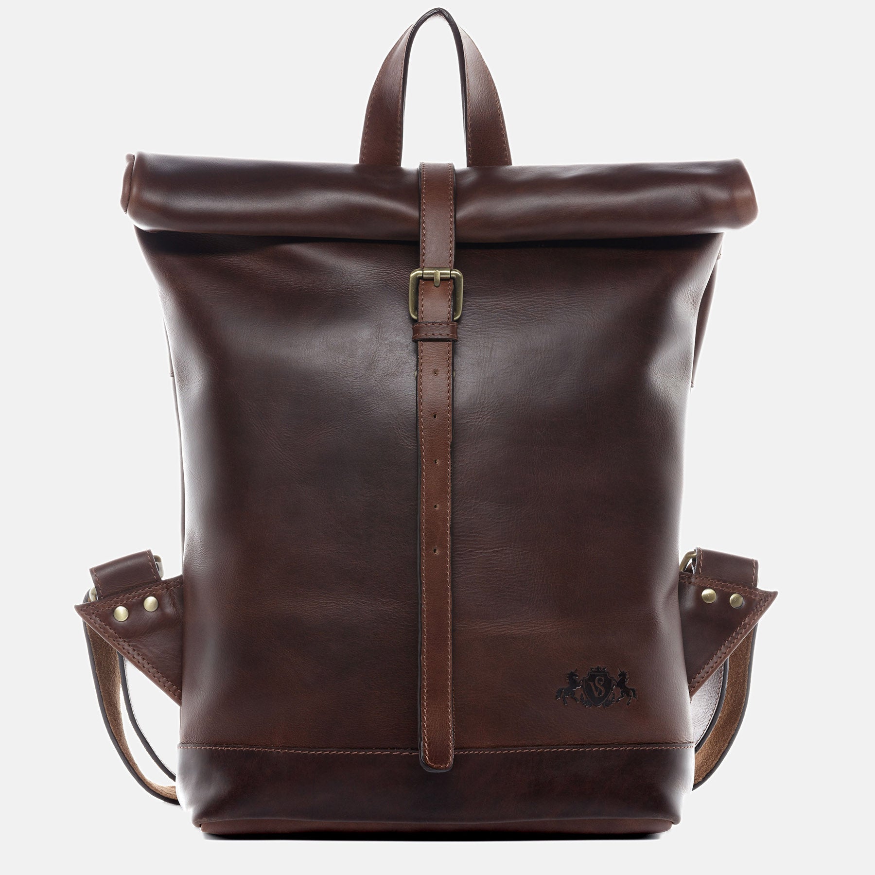 Rolltop Rucksack JAY Glattleder braun