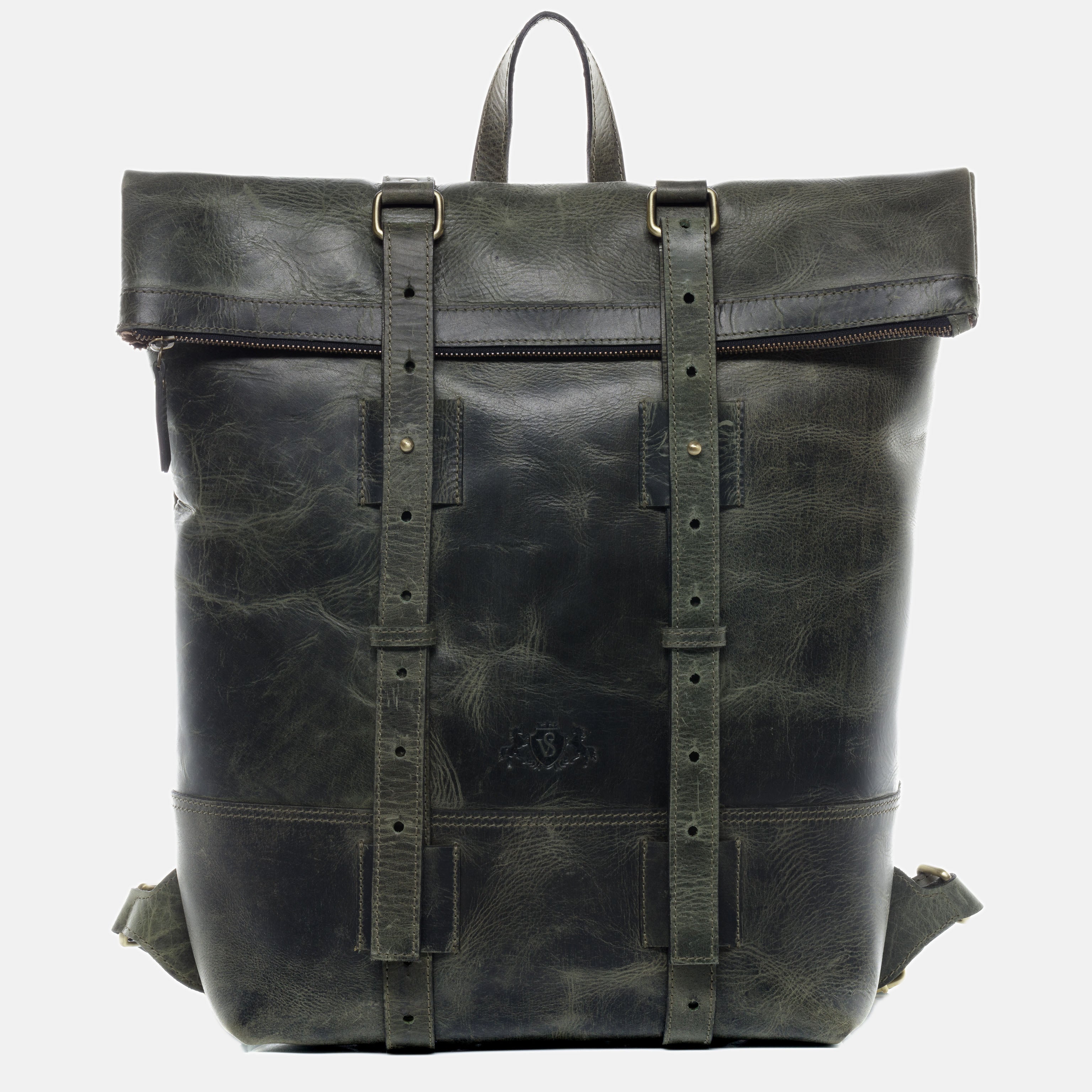 Rolltop backpack CHAZ buffalo leather green
